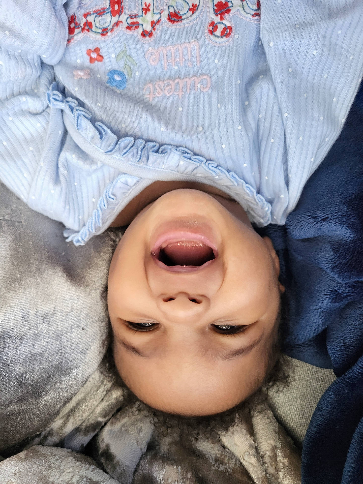 Tae joined the competition — help win amazing prizes! baby, blanket, blue, child, closeup, clothing, cozy, curly_hair, cute, expression, fabric, face, happy, indoors, infant, laughing, portrait, smiling, soft_texture, young_child