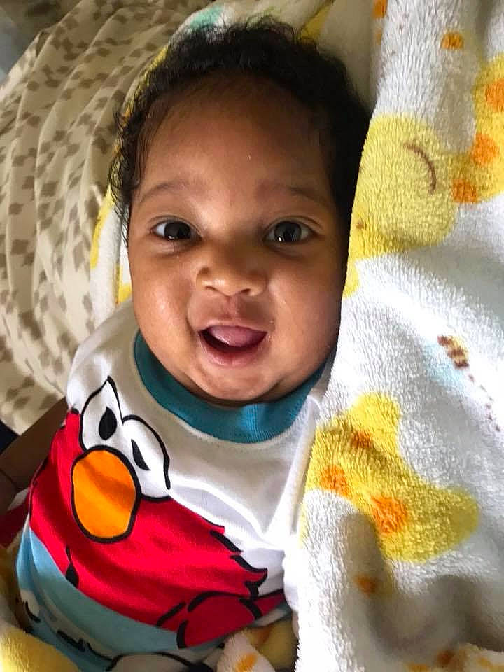 Kamron is registered to the contest to win money with this photo: baby, cheek, child, happy, head, nose, person, smile, textile, toddler