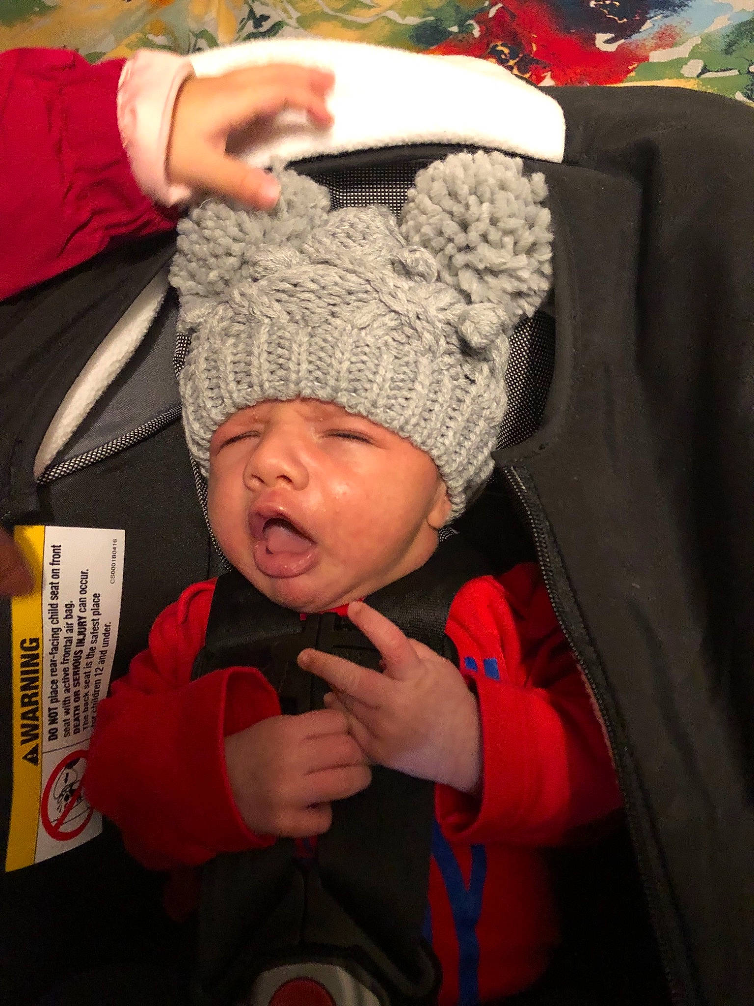 Kaison joined the competition — help win amazing prizes! baby, beanie, bonnet, cap, child, crochet, finger, hand, headgear, headwear, knit_cap, knitting, person, photography, smile, toddler, wool
