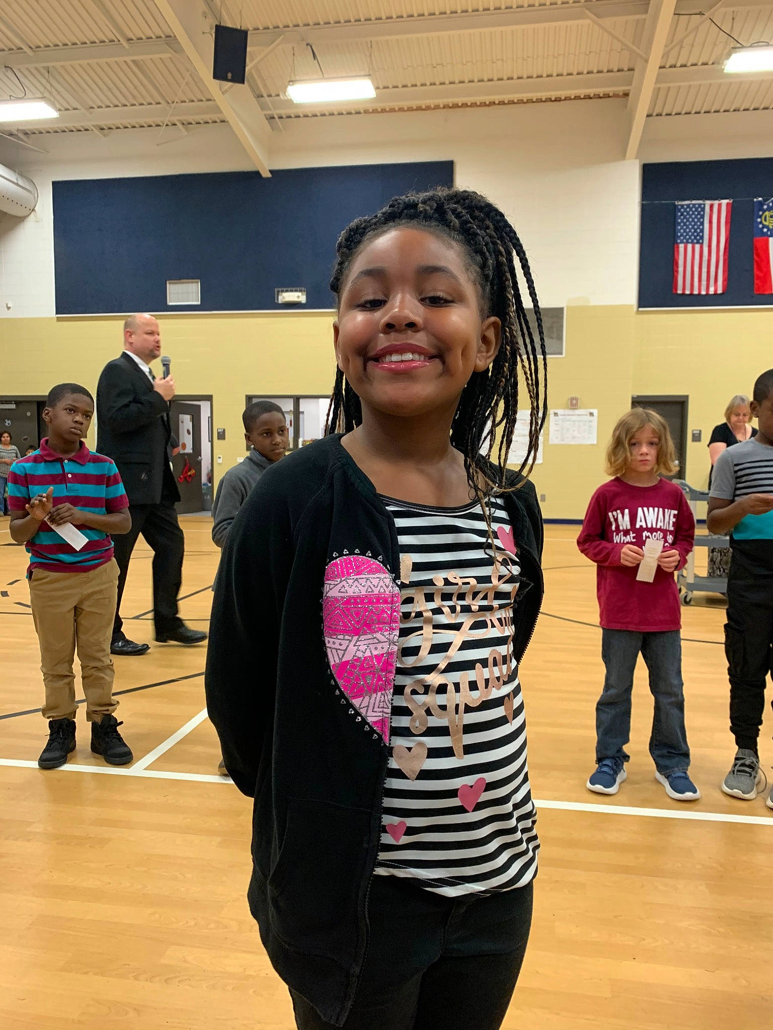 Arrianna is registered to the contest to win money with this photo: blurred, child, dance, event, footwear, joy, performance, person, room, talent_show