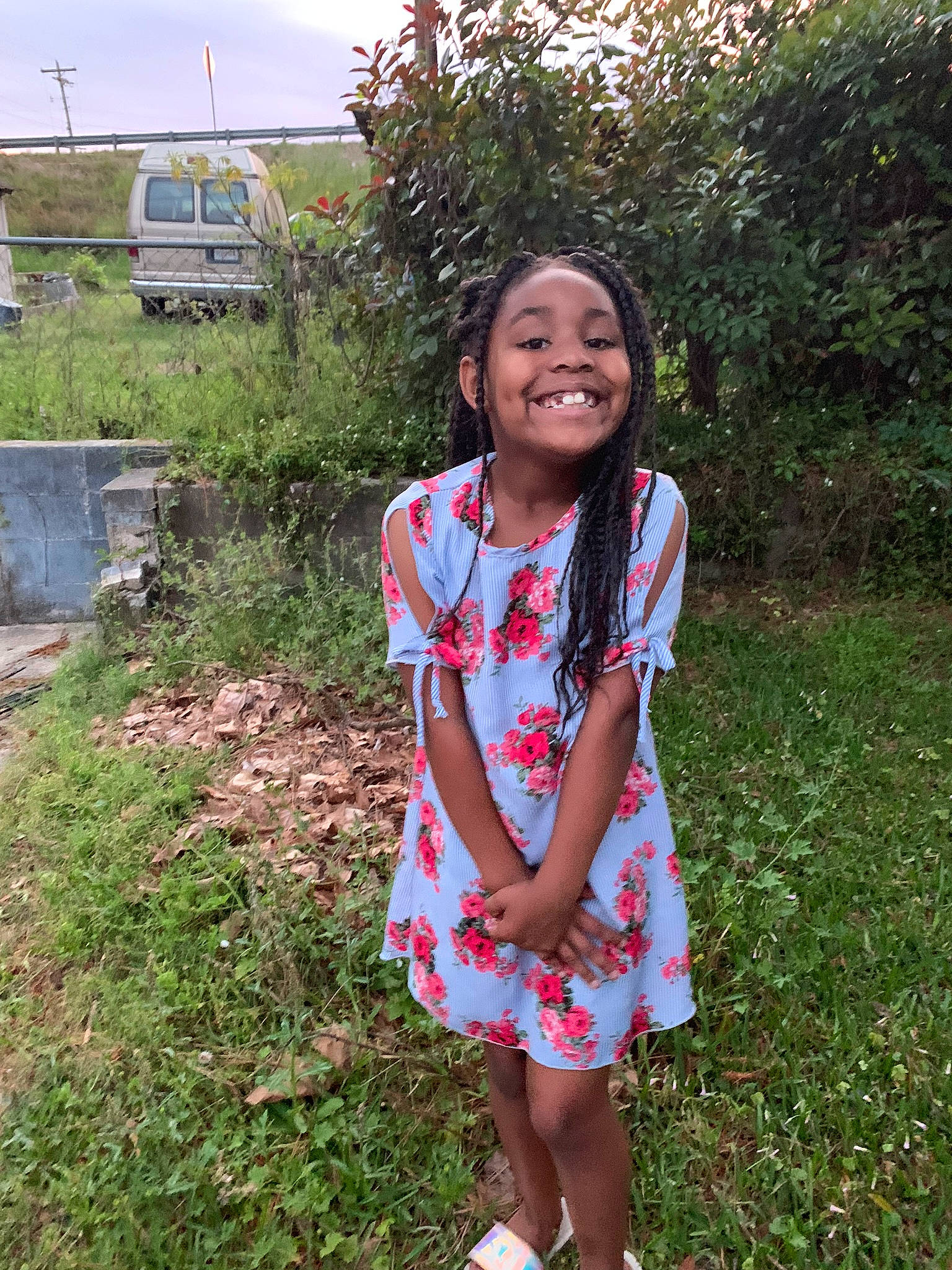 Arrianna joined the competition — help win amazing prizes! child, clothing, dress, fun, grass, happy, joy, pattern, person, pink, plant, smile, summer, uniform, vacation