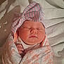 baby, newborn, sleeping, blanket, bow, hat, wrapped, cute, infant, face, soft, pink, white, floral, peaceful, child, portrait, warm, cozy, indoors