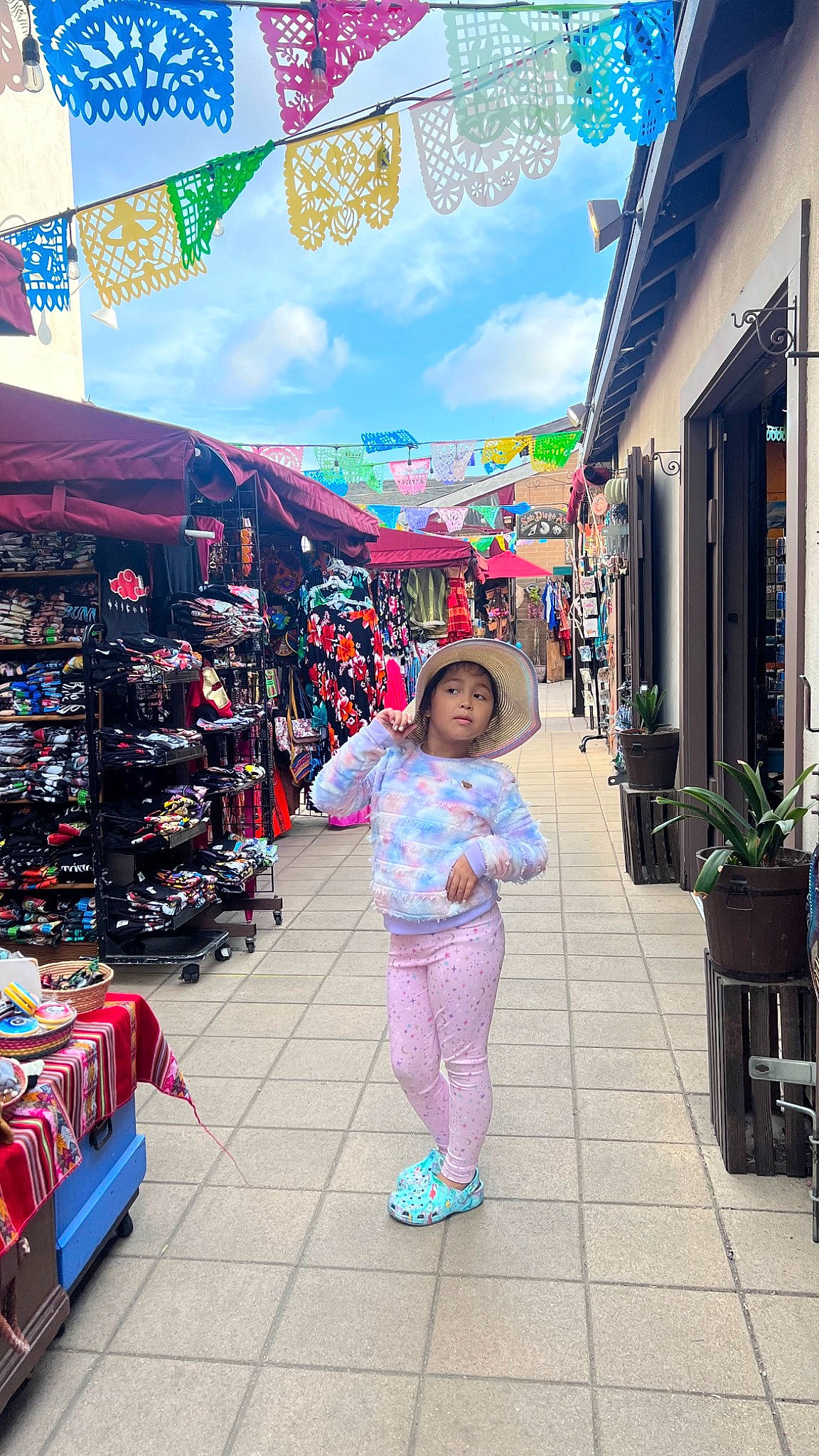 Noella joined the competition — help win amazing prizes! blue, city, cloud, event, flowerpot, fun, headwear, houseplant, leisure, market, person, photograph, pink, plant, retail, road, shopping, sky, snapshot, street