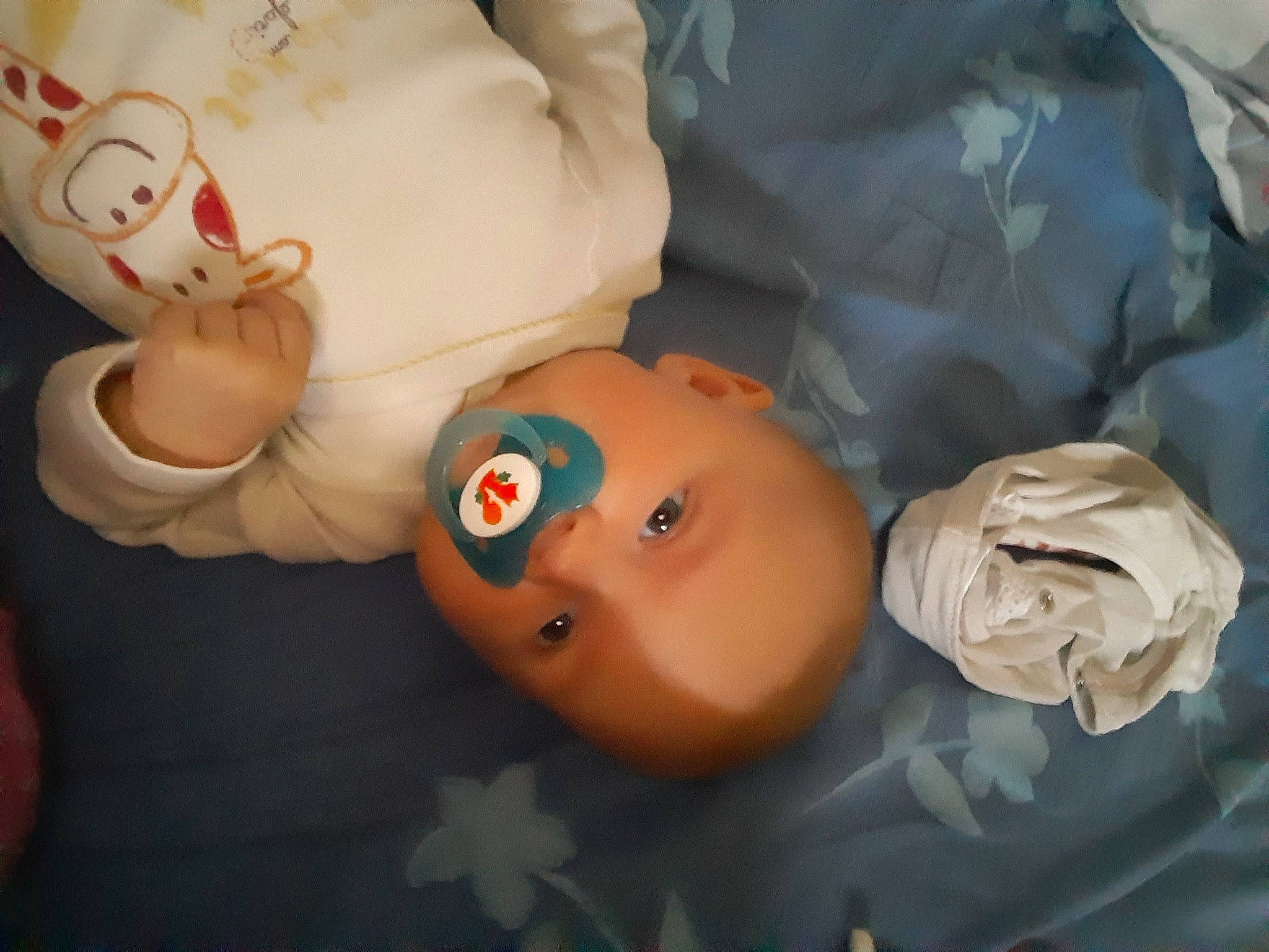 Agathe participe au concours pour gagner de l'argent avec cette photo : abdomen, baby, baby_products, baby_toys, cheek, chest, child, comfort, fun, gesture, happy, human_body, nose, person, plush, room, stuffed_toy, thumb, toddler, toy