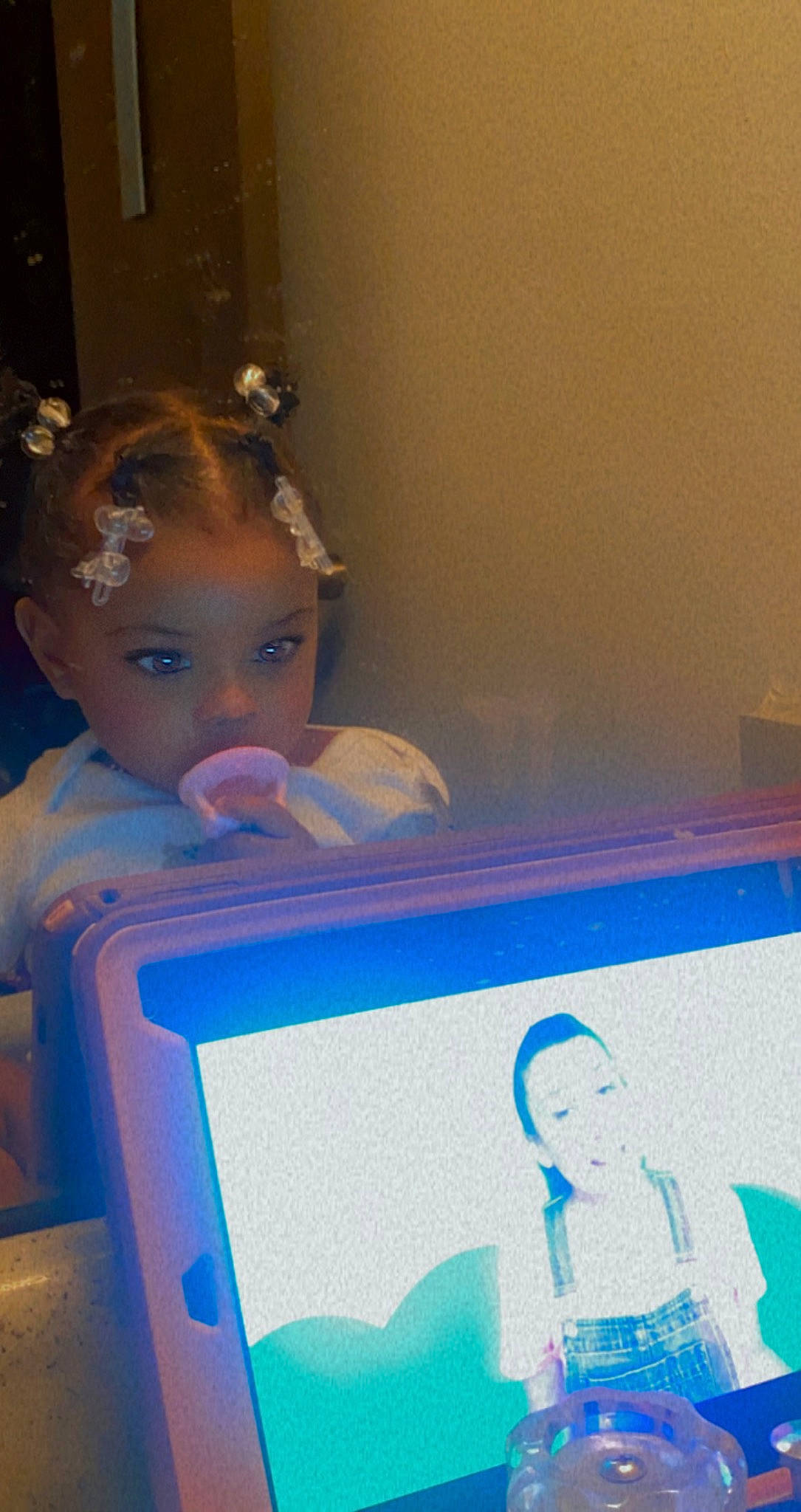 Azará joined the competition — help win amazing prizes! audio_equipment, azure, baby, baby_toddler_clothing, child, display_device, electric_blue, eyelash, fun, gadget, magenta, multimedia, person, purple, rectangle, room, sitting, toddler, visual_arts, water_bottle