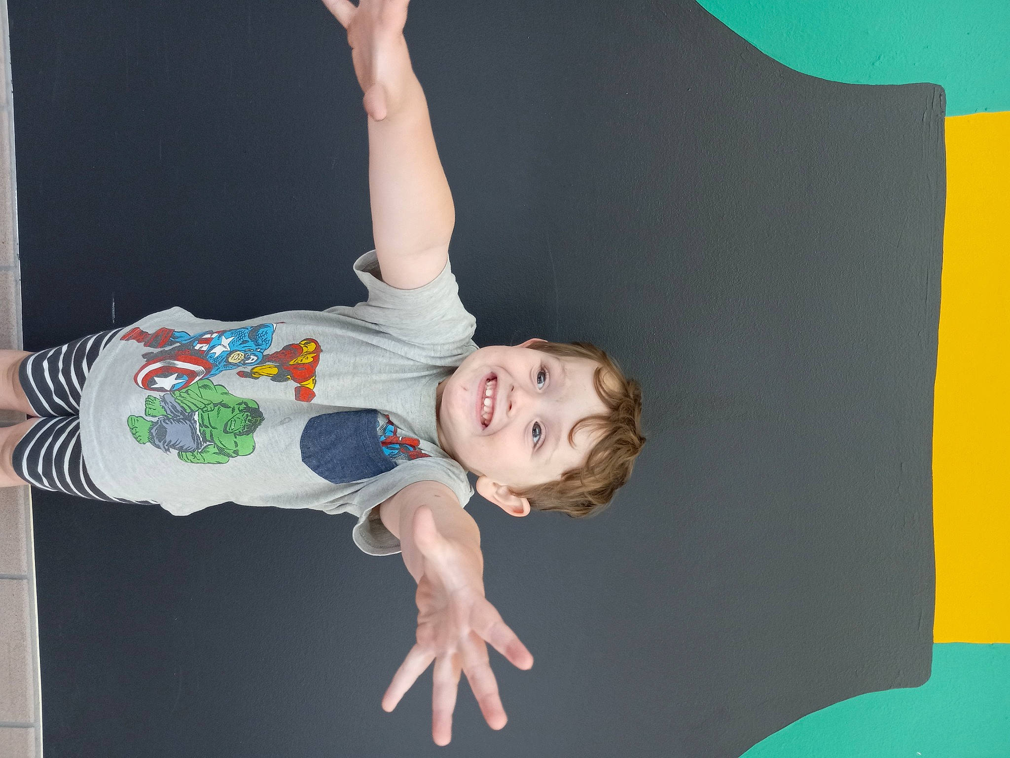 Reese joined the competition — help win amazing prizes! baby, baby_products, baby_toddler_clothing, child, elbow, flash_photography, fun, gesture, happy, joy, leisure, pattern, person, room, sleeve, smile, t_shirt, toddler, wrist