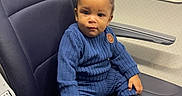 Nestor joined the competition — help win amazing prizes! baby, child, toddler, train, train_interior, seated, blue_outfit, knitwear, sneakers, seatbelt, window, passenger, portrait, curly_hair, looking_at_camera, indoors, travel, transportation, leather_seat, safe_travel