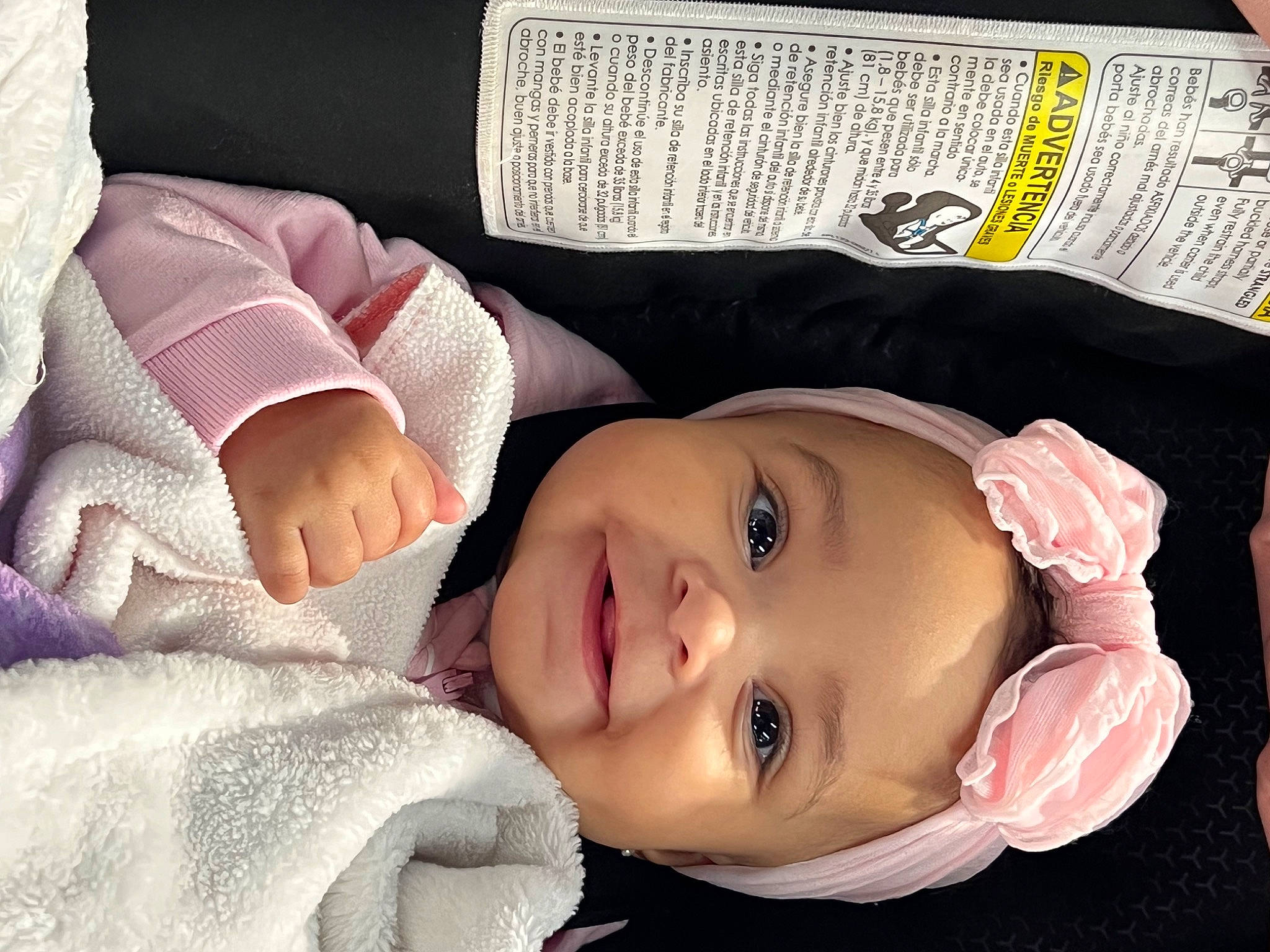 Alora is registered to the contest to win money with this photo: baby, baby_products, baby_toddler_clothing, cheek, child, comfort, eyelash, happy, hat, headgear, headwear, joy, linens, lip, newspaper, nose, person, pink, portrait_photography, publication