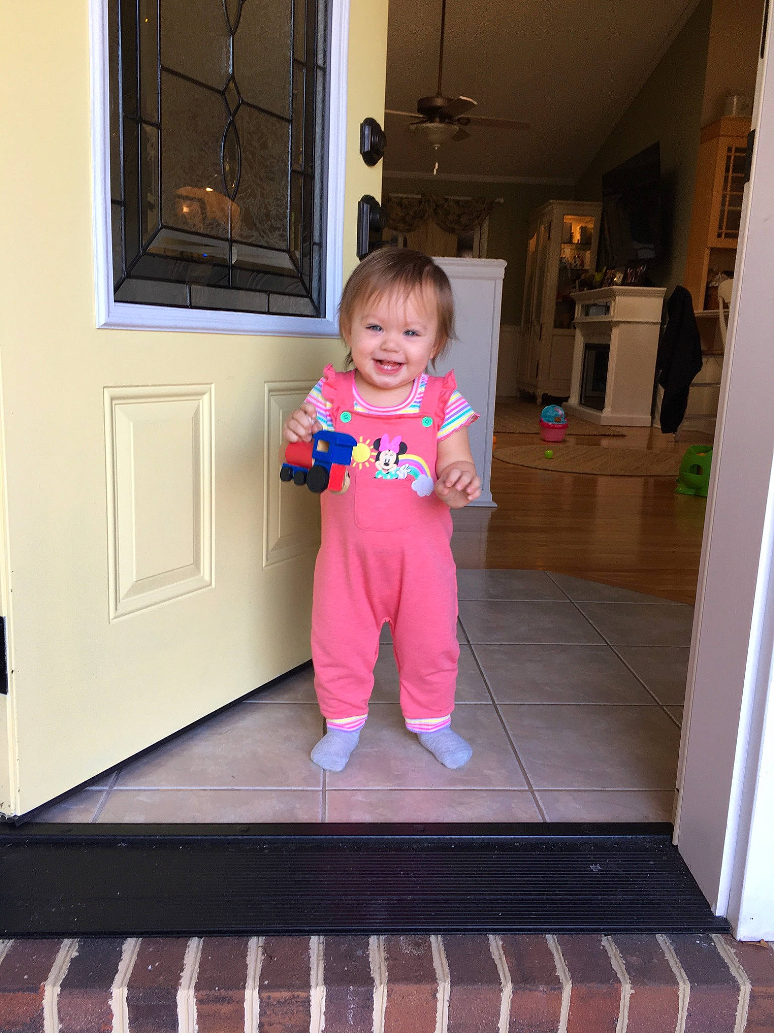 Lilyann joined the competition — help win amazing prizes! child, door, floor, flooring, joy, person, standing, toddler