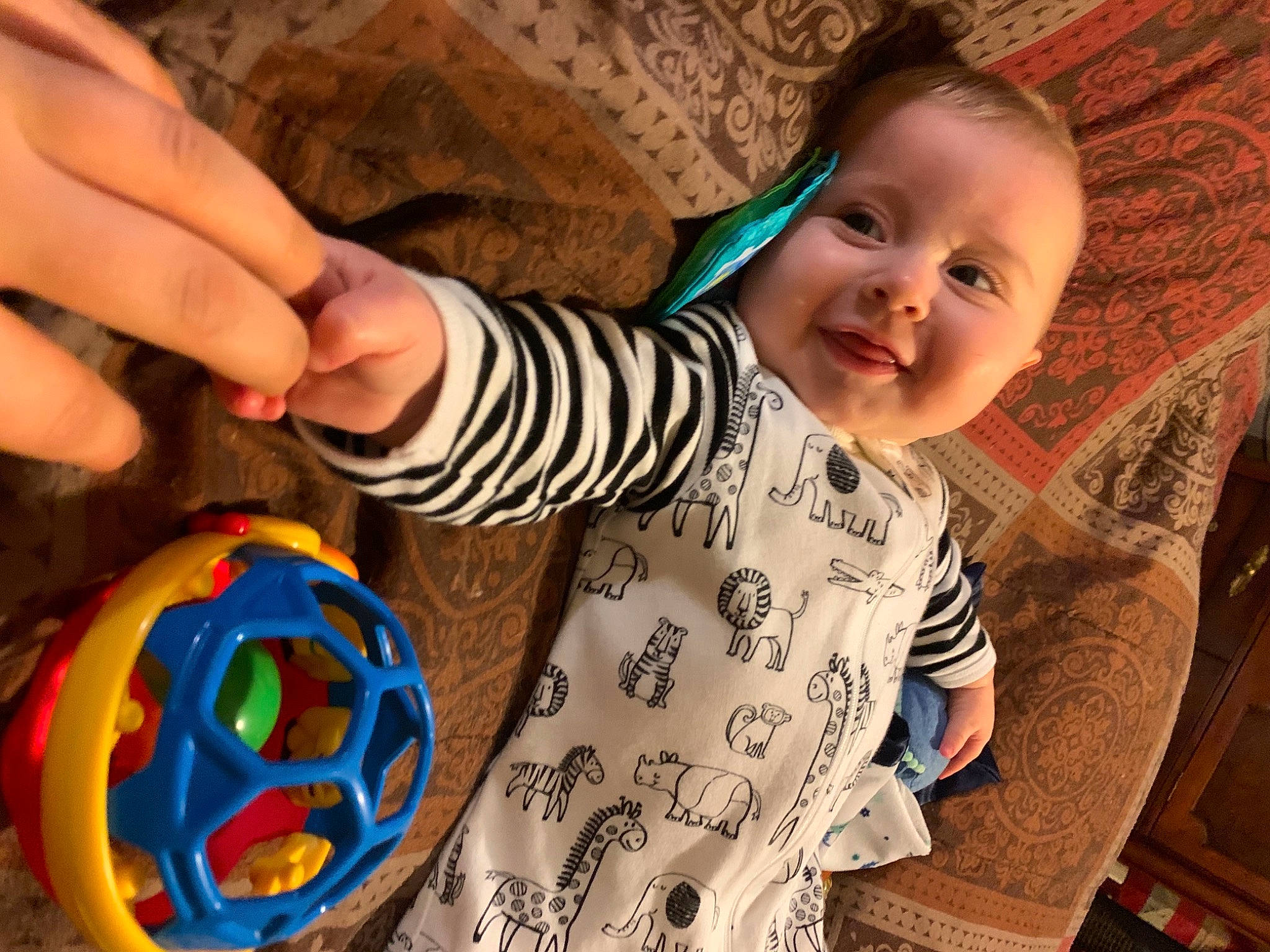Cullen joined the competition — help win amazing prizes! art, baby, baby_toddler_clothing, child, electric_blue, finger, fun, hand, happy, joy, linens, nail, pattern, person, play, product, smile, t_shirt, textile, thumb