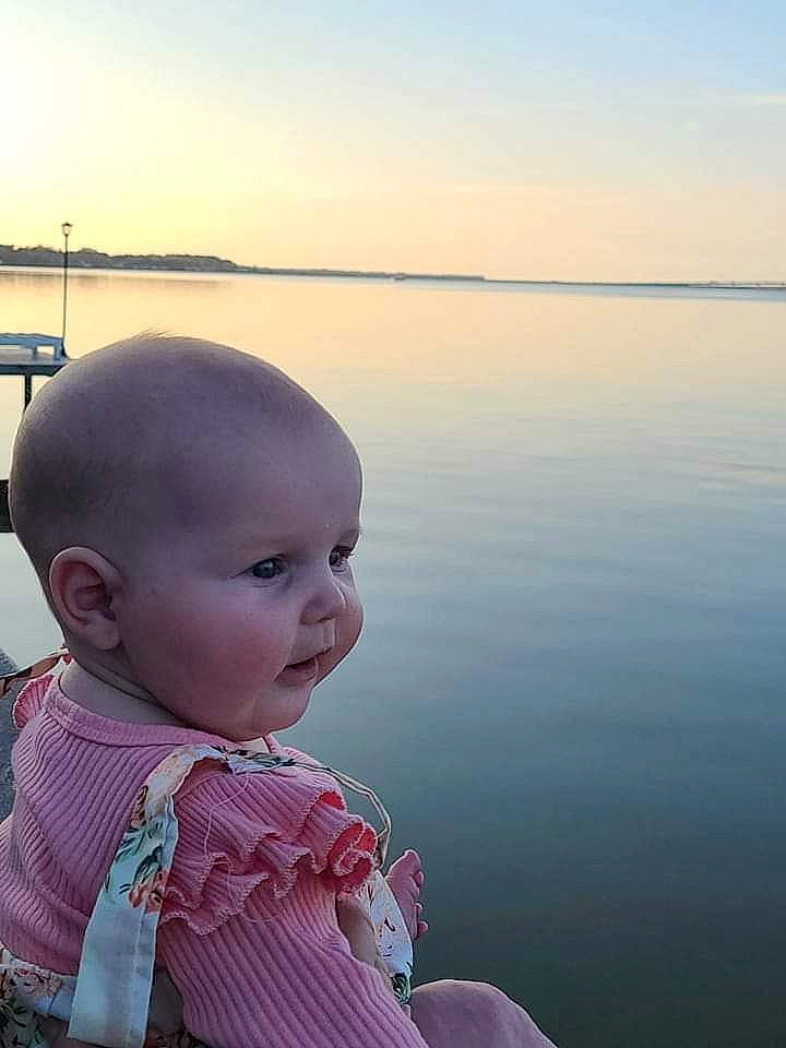 Rowan joined the competition — help win amazing prizes! baby, baby_toddler_clothing, child, dusk, evening, flash_photography, happy, horizon, lake, ocean, pattern, person, reflection, sitting, sky, summer, sunset, toddler, travel, vacation