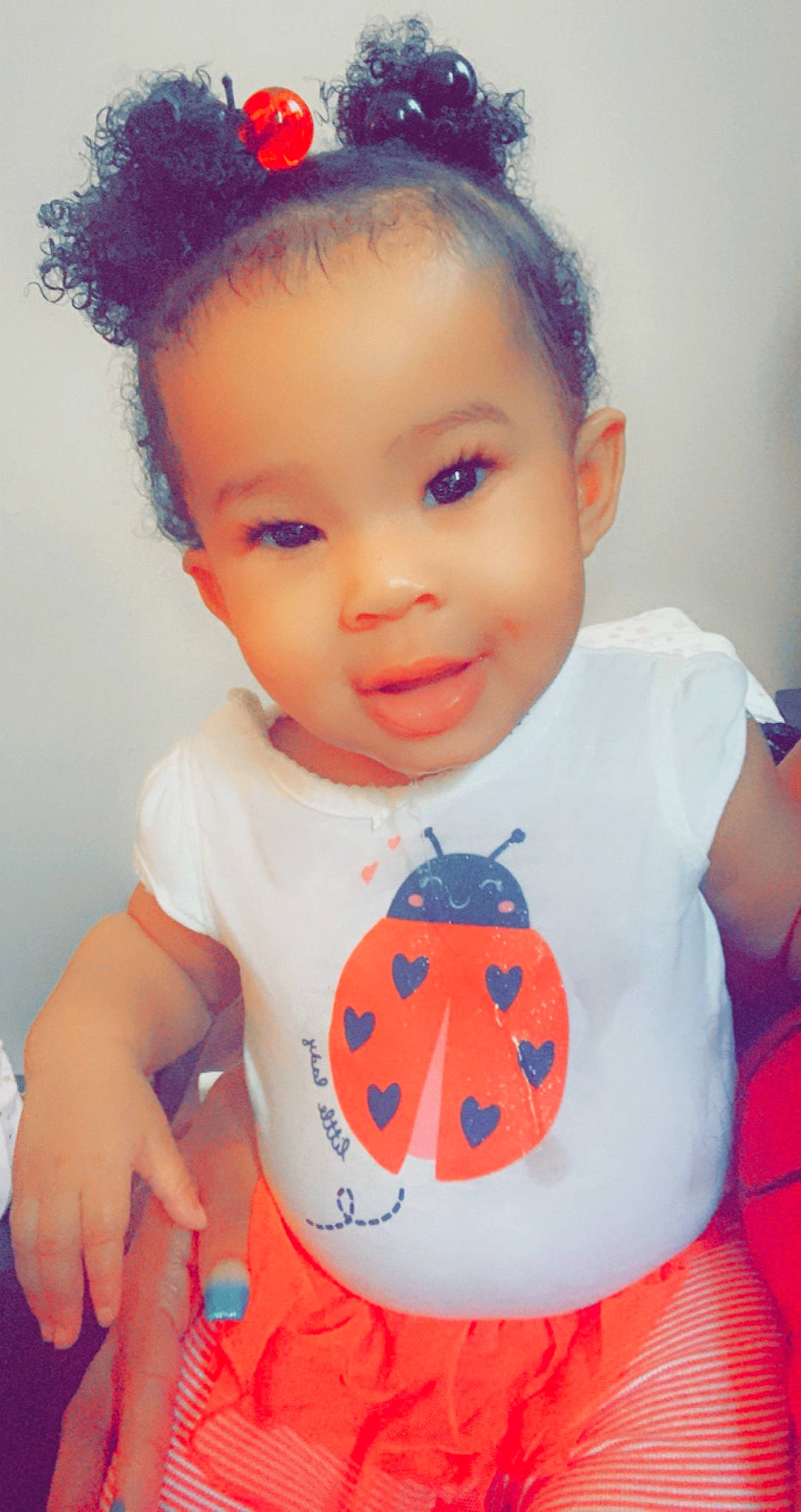 Kaylynn joined the competition — help win amazing prizes! baby_toddler_clothing, cheek, dress, eyelash, facial_expression, hair, hairstyle, hand, happy, head, lip, mouth, neck, nose, organ, person, product, skin, sleeve, smile