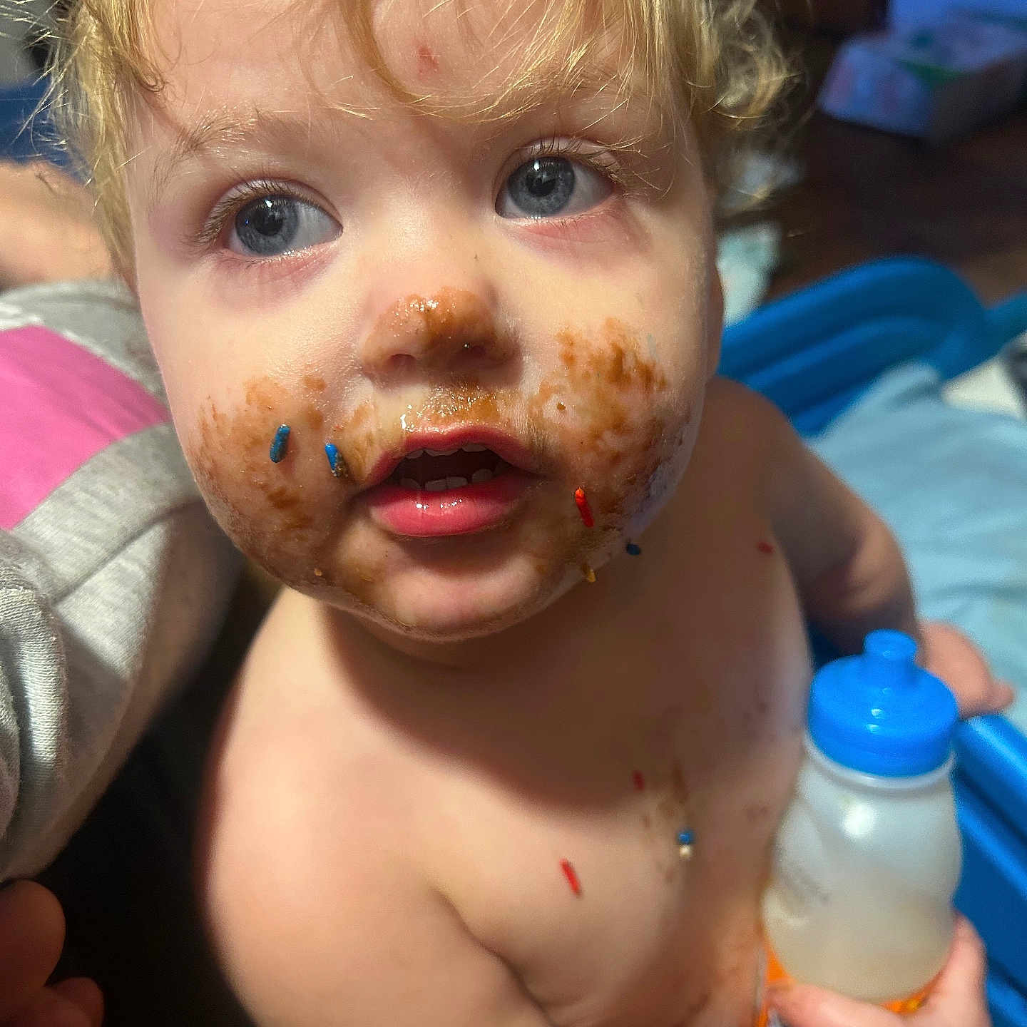 Wynter is registered to the contest to win money with this photo: baby, bodypart, bottle, cosmetics, cream, cutlery, dessert, eating, face, finger, food, hand, head, icecream, icing, person, photography, portrait, spoon, summer