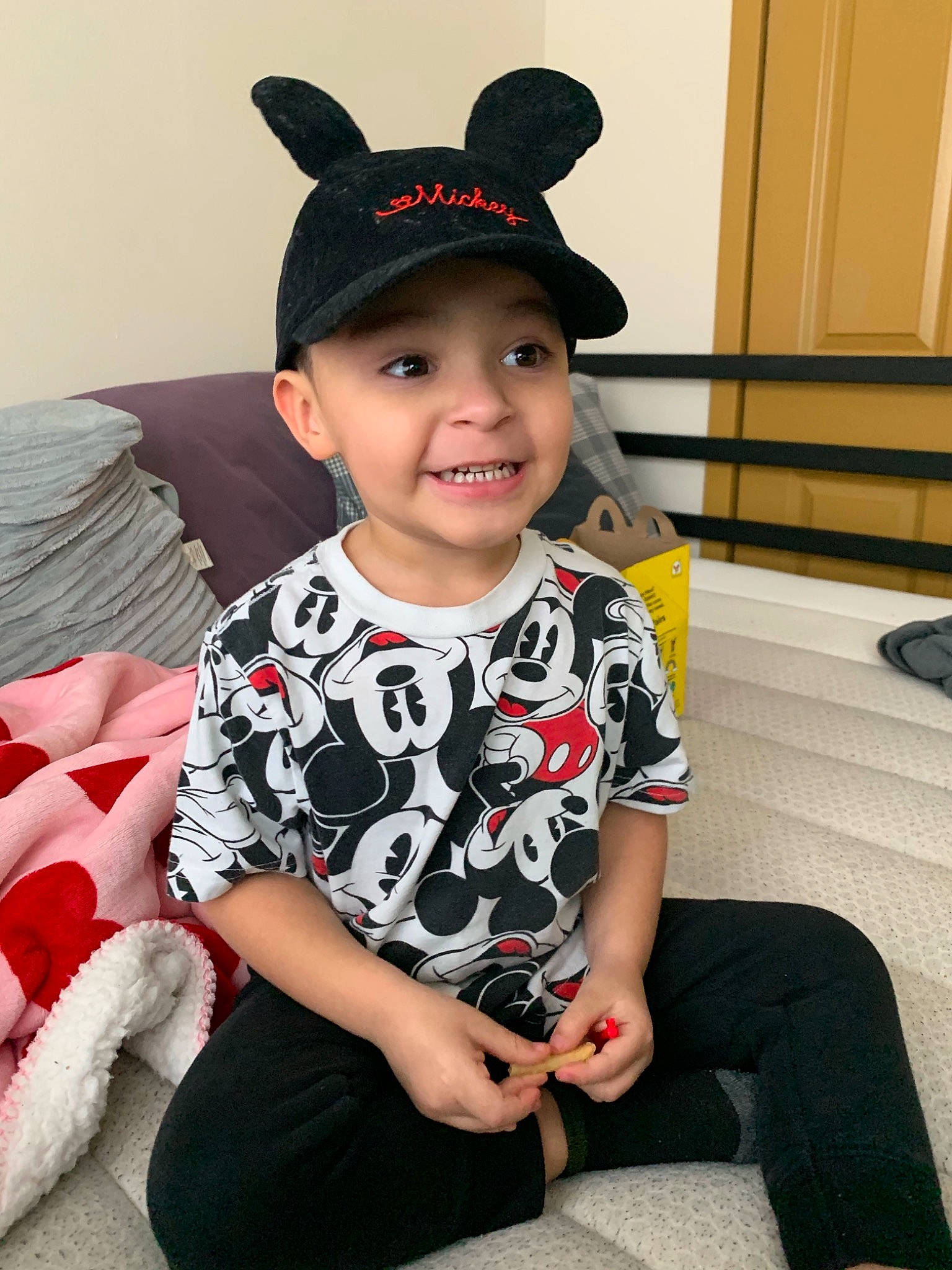Enrique joined the competition — help win amazing prizes! baby_toddler_clothing, cap, child, costume_hat, event, face, fashion_accessory, fun, happy, hat, headgear, headwear, joy, magenta, neck, party_supply, pattern, person, sitting, sleeve