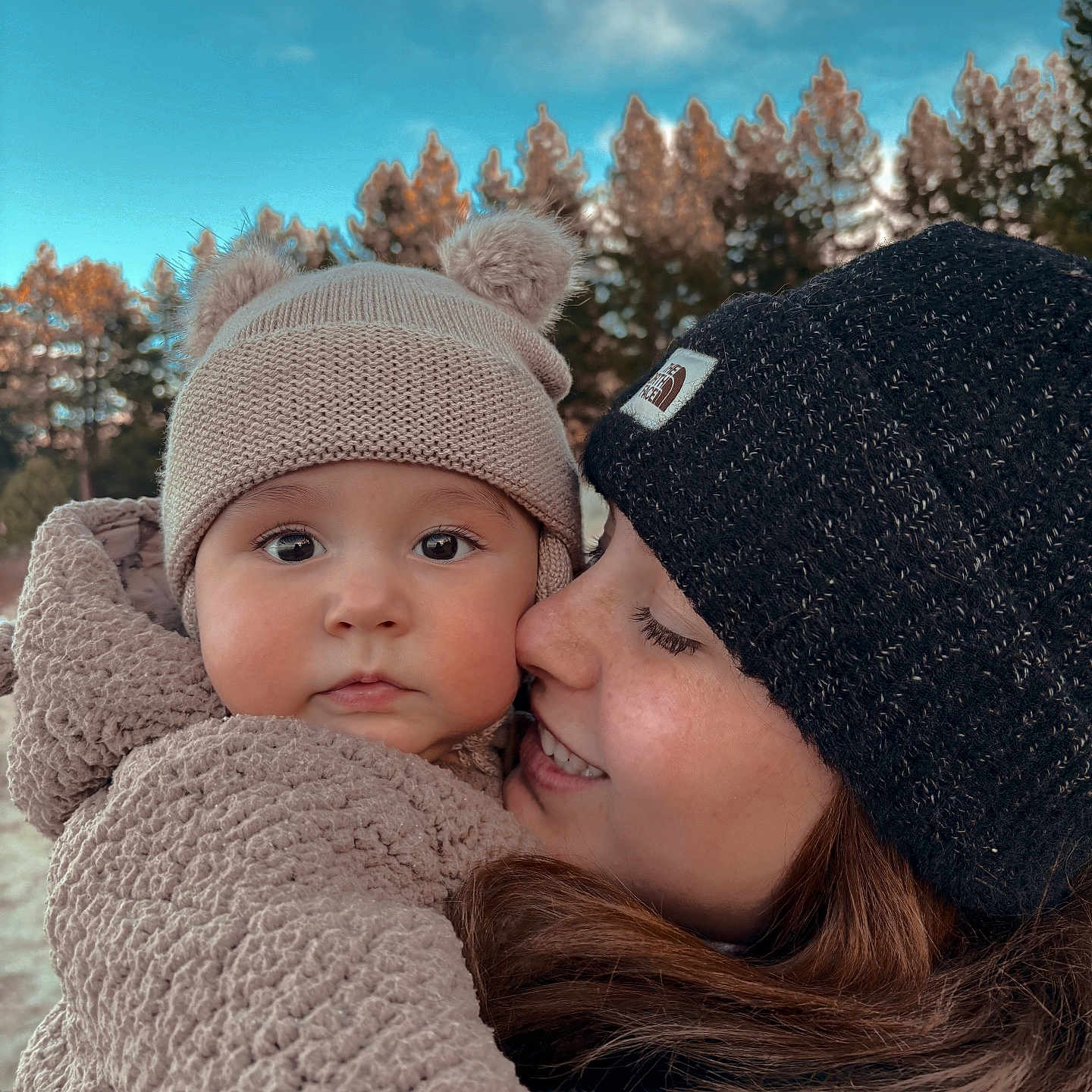 Michael joined the competition — help win amazing prizes! adult, baby, beanie, bonnet, cap, clothing, face, female, happy, hat, head, knitwear, person, photography, plant, portrait, smile, sweater, tree, woman