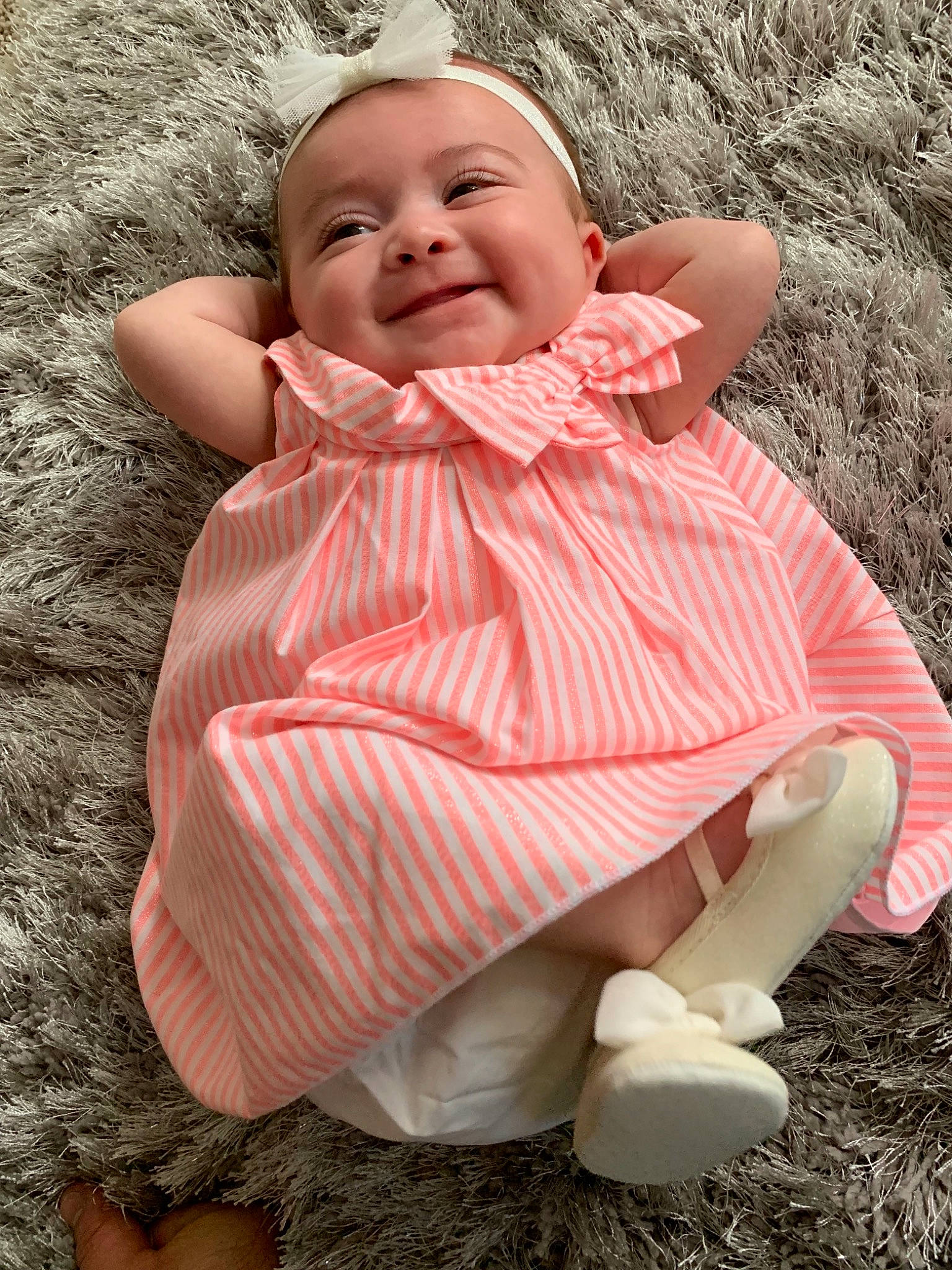 Lyanna joined the competition — help win amazing prizes! baby, baby_products, baby_toddler_clothing, cheek, child, dress, grass, joy, pattern, person, pink, product, skin, smile, textile, toddler