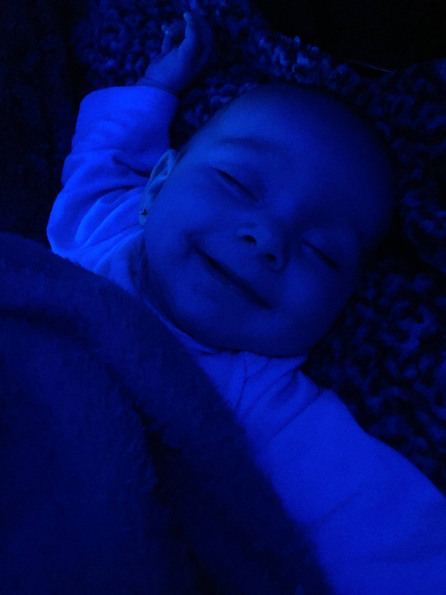 Aleigha is registered to the contest to win money with this photo: baby, blue, cheek, child, cobalt_blue, darkness, electric_blue, eye, face, fun, human, joy, lip, night, nose, person, purple, red, skin, sky