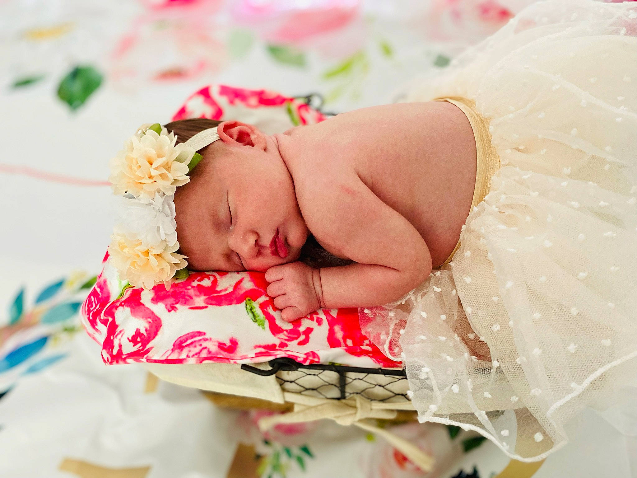 Mallorie joined the competition — help win amazing prizes! art, baby, baby_sleeping, baby_toddler_clothing, child, comfort, dress, event, hair_accessory, hand, happy, headband, headgear, headpiece, headwear, linens, pattern, person, skin, sweetness