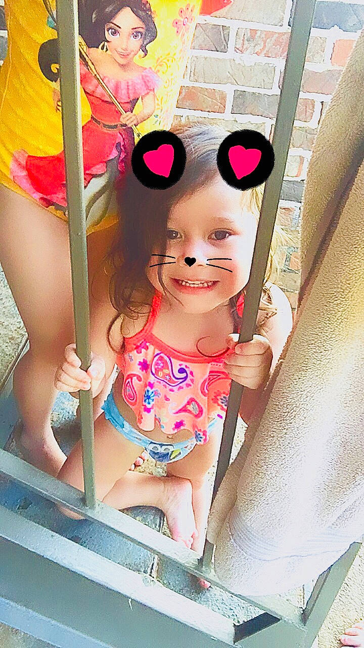 Kianna is registered to the contest to win money with this photo: child, doll, eyewear, fun, girl, glasses, joy, person, pink, product, skin, sunglasses, toddler, vision_care