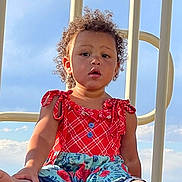 Gaia joined the competition — help win amazing prizes! baby, beachwear, blonde, clothing, curlyhair, dress, face, footwear, hair, head, outdoorplayarea, outdoors, person, photography, playarea, portrait, shorts, sitting, sleeve, summer