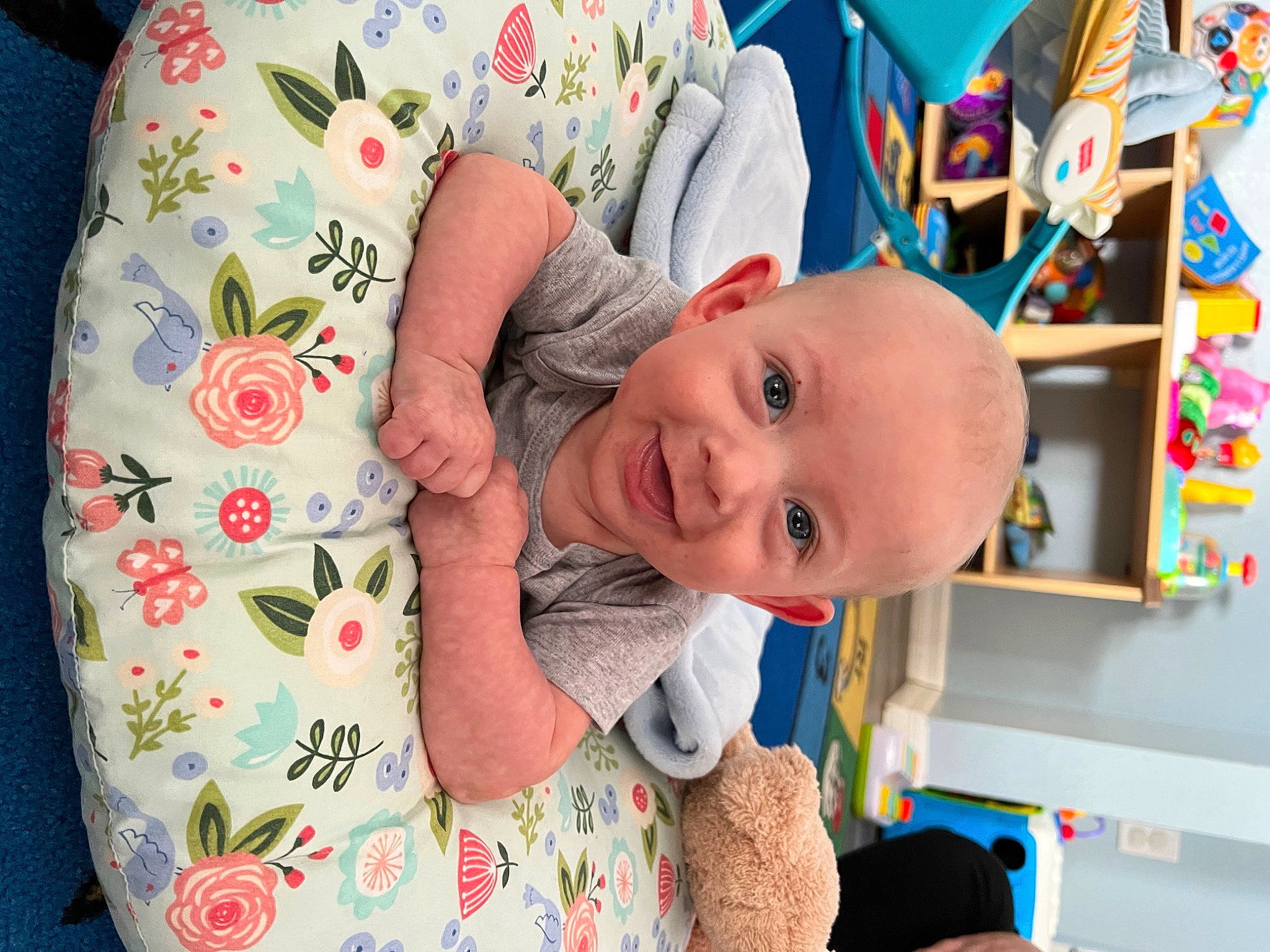 Myles joined the competition — help win amazing prizes! baby, baby_products, baby_toddler_clothing, cheek, child, comfort, fun, happy, linens, nose, pattern, person, pink, product, room, skin, sleeve, smile, t_shirt, textile