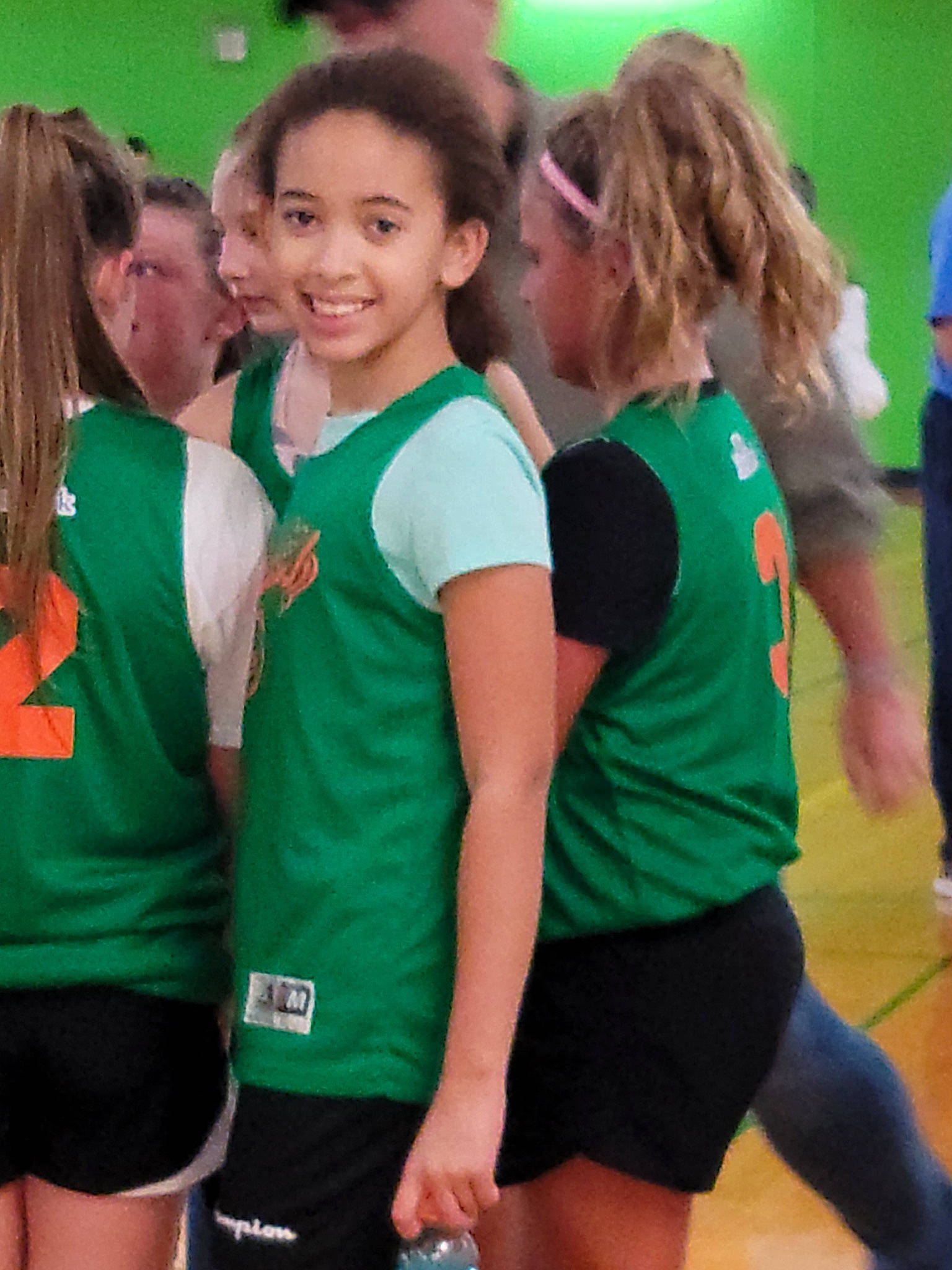 Niyah joined the competition — help win amazing prizes! athlete, competition_event, event, fun, green, hair, happy, joy, leg, person, photograph, player, red, shorts, smile, sports, sports_uniform, sportswear, t_shirt, thigh