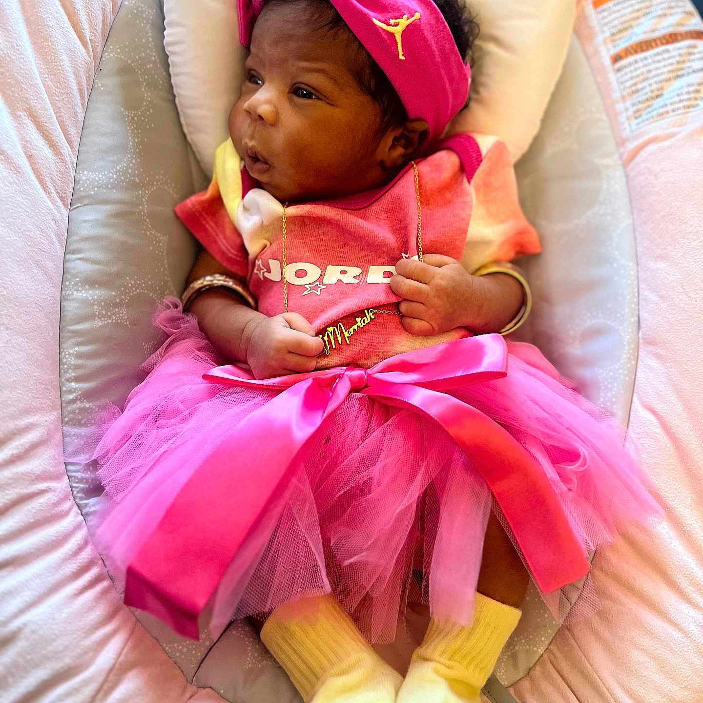 Zy'Merriah is registered to the contest to win money with this photo: baby, bed, blanket, bodypart, clothing, couch, crib, cushion, face, finger, furniture, hand, hat, head, homedecor, infantbed, person, photography, portrait, purple