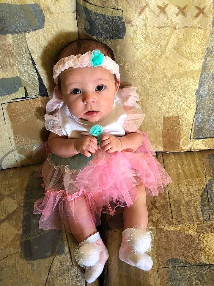 Emmaline joined the competition — help win amazing prizes! baby, baby_products, baby_toddler_clothing, ballet_tutu, child, costume, dress, footwear, hair_accessory, person, pink, product, shoe, smile, toddler