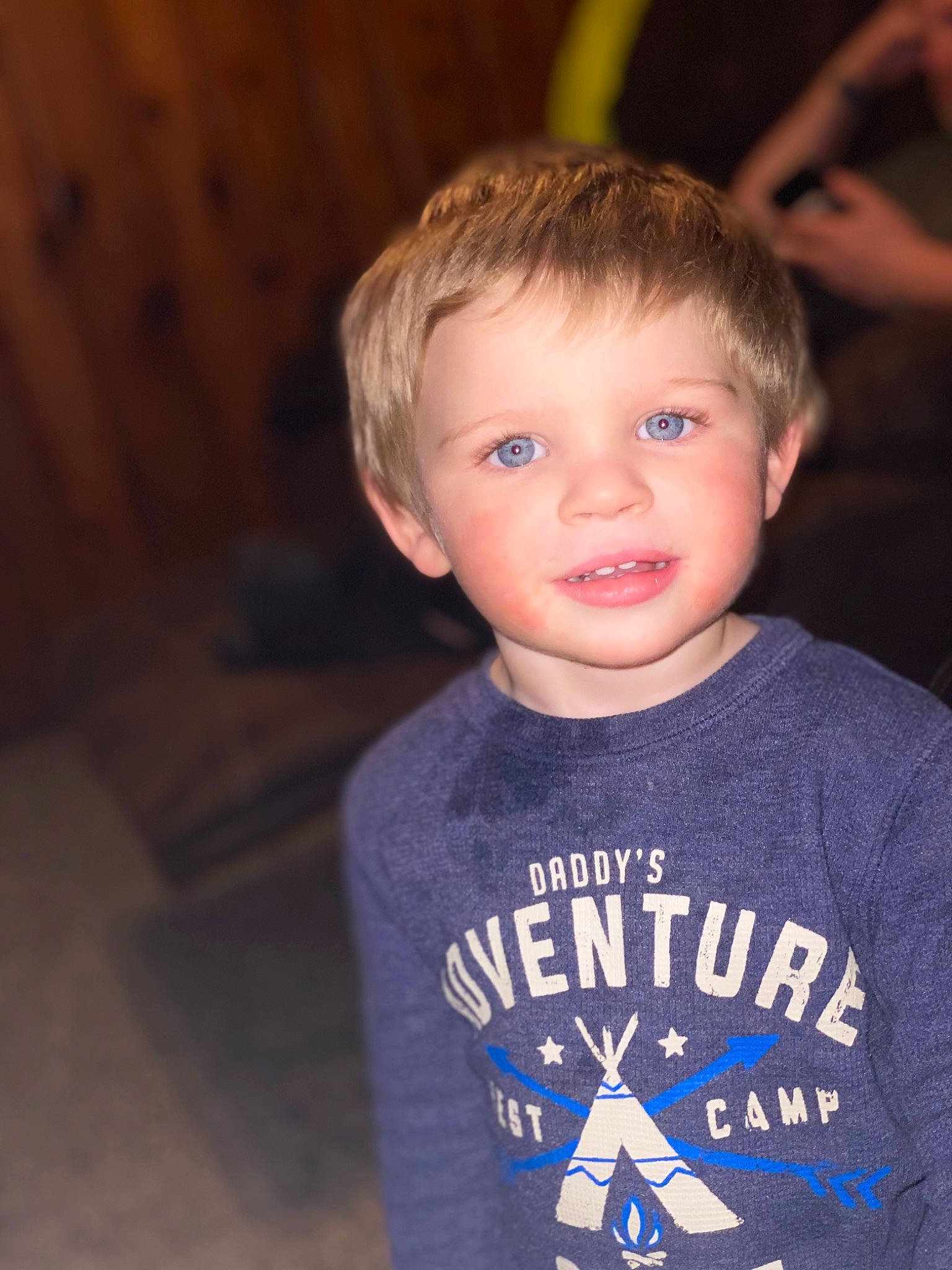 Colby is registered to the contest to win money with this photo: active_shirt, cheek, child, cool, electric_blue, eye, eyebrow, eyelash, flash_photography, forehead, fun, happy, iris, neck, nose, person, sleeve, standing, t_shirt, toddler