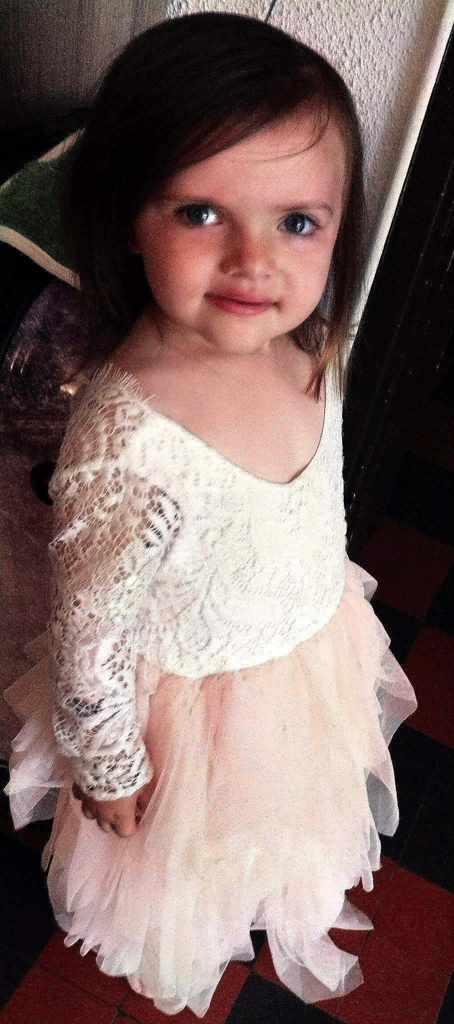 Loli participe au concours pour gagner de l'argent avec cette photo : arm, baby_toddler_clothing, day_dress, dress, embellishment, eyelash, flash_photography, happy, human_body, iris, lip, neck, person, pink, shoulder, skin, sleeve, smile, trunk, waist