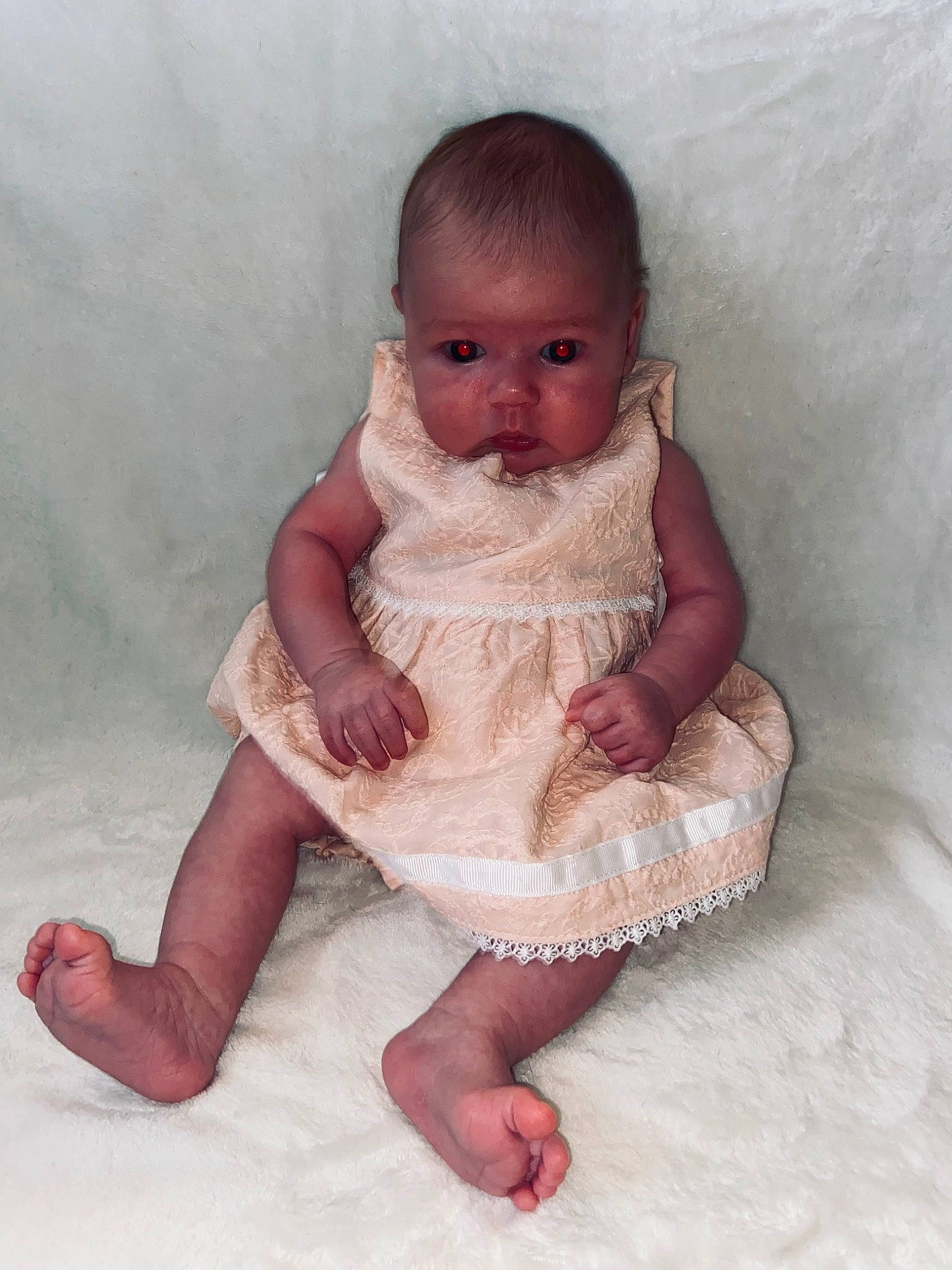 Ella Mae joined the competition — help win amazing prizes! art, baby, baby_toddler_clothing, barefoot, cheek, comfort, eye, finger, flooring, foot, human_body, leg, linens, lip, neck, person, pink, skin, sleeve, toddler