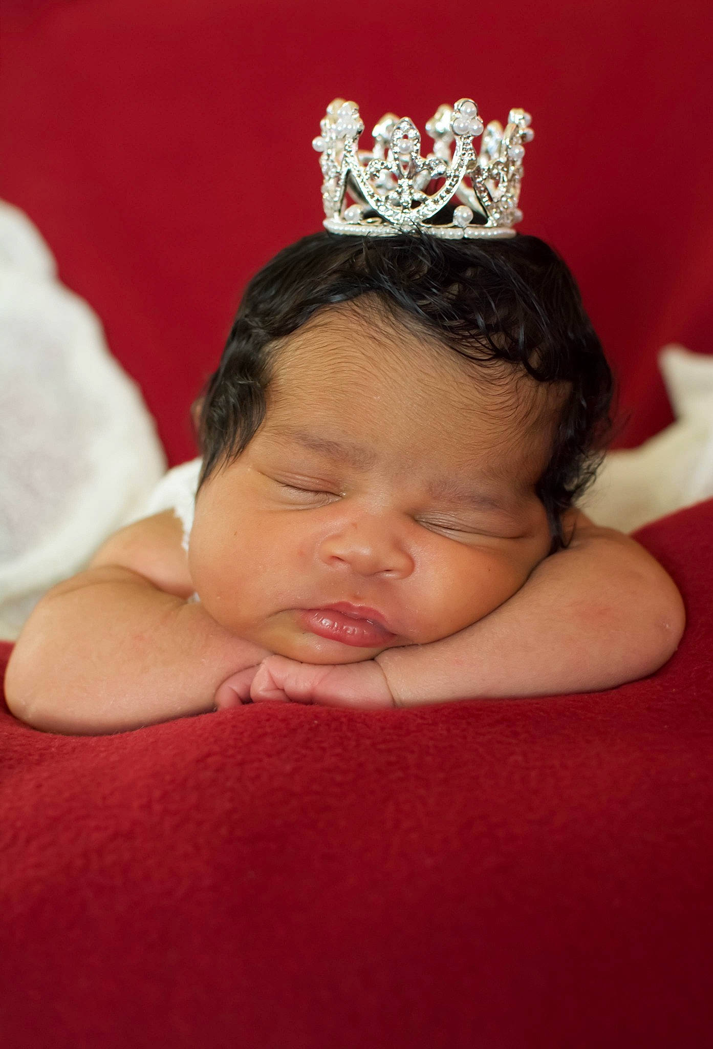 Emiyah joined the competition — help win amazing prizes! baby, cheek, child, crown, fashion_accessory, hair_accessory, head, headband, headgear, headpiece, jewellery, person, pink, red, skin, tiara, toddler
