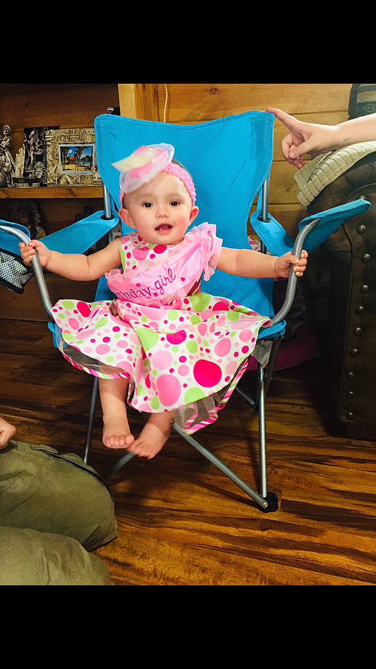 Sofia joined the competition — help win amazing prizes! baby, chair, child, person, pink, product, sitting, toddler