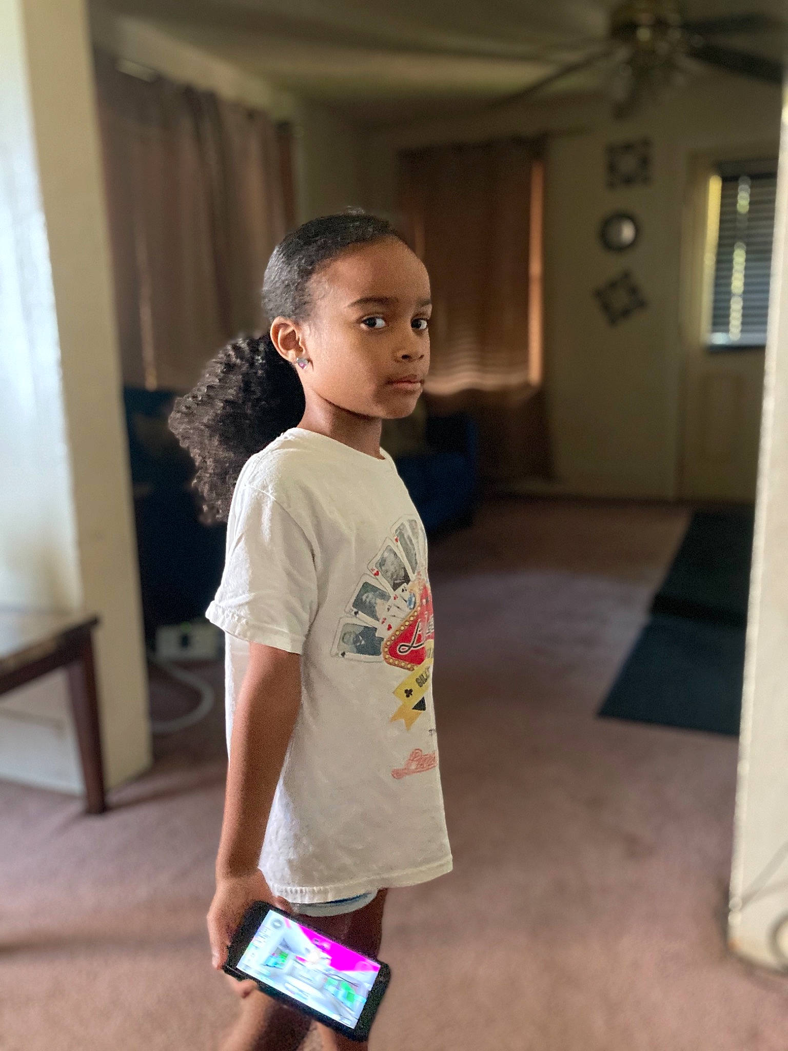 Samara is registered to the contest to win money with this photo: child, fun, person, play, shoulder, smile, standing, summer, t_shirt, toddler, vacation, walking