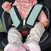Alyzée participe au concours pour gagner de l'argent avec cette photo : baby, child, car_seat, pacifier, pink_hoodie, pink_shoes, seatbelt, infant, cute, clothing, car_interior, safety, adorable, child_safety, straps, seated, indoors, transportation, young_child, casual