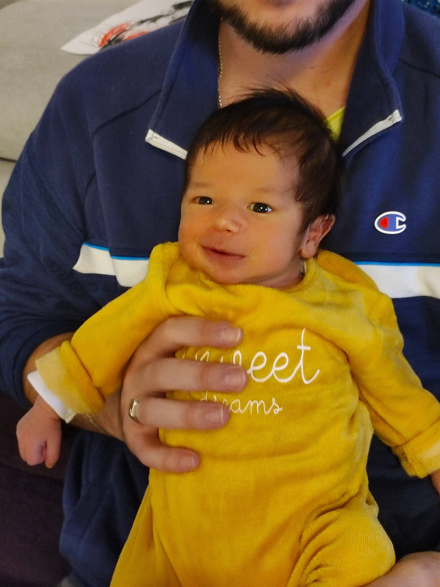 Sofiane a rejoint le concours — aidez-le/la à gagner de superbes lots ! baby, baby_products, baby_toddler_clothing, beard, cheek, child, event, face, finger, fun, gesture, happy, head, outerwear, person, skin, sleeve, smile, thumb, toddler