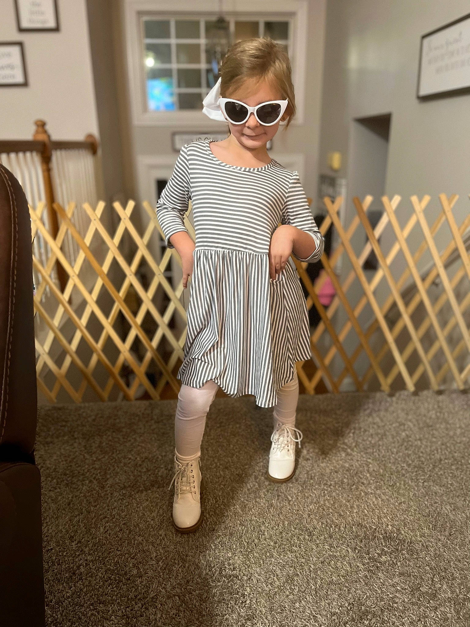 Henslee joined the competition — help win amazing prizes! day_dress, eyewear, fashion_design, fawn, flooring, glasses, goggles, human_leg, knee, one_piece_garment, pattern, person, picture_frame, shoulder, sleeve, sunglasses, t_shirt, vintage_clothing, vision_care, waist