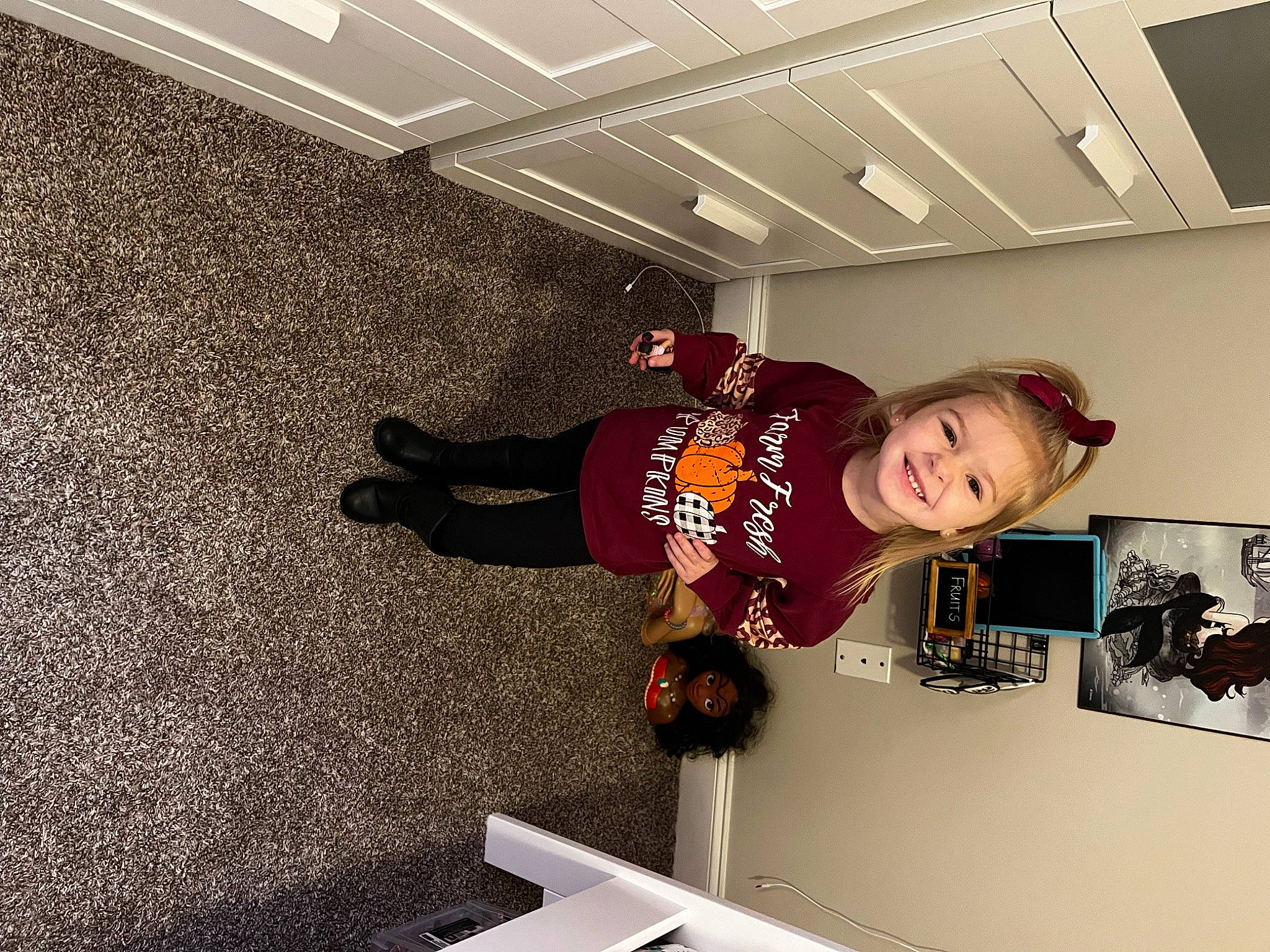 Karsyn is registered to the contest to win money with this photo: ceiling, child, floor, flooring, fun, happy, interior_design, joy, luxury_vehicle, person, recreation, room, smile, t_shirt, toddler
