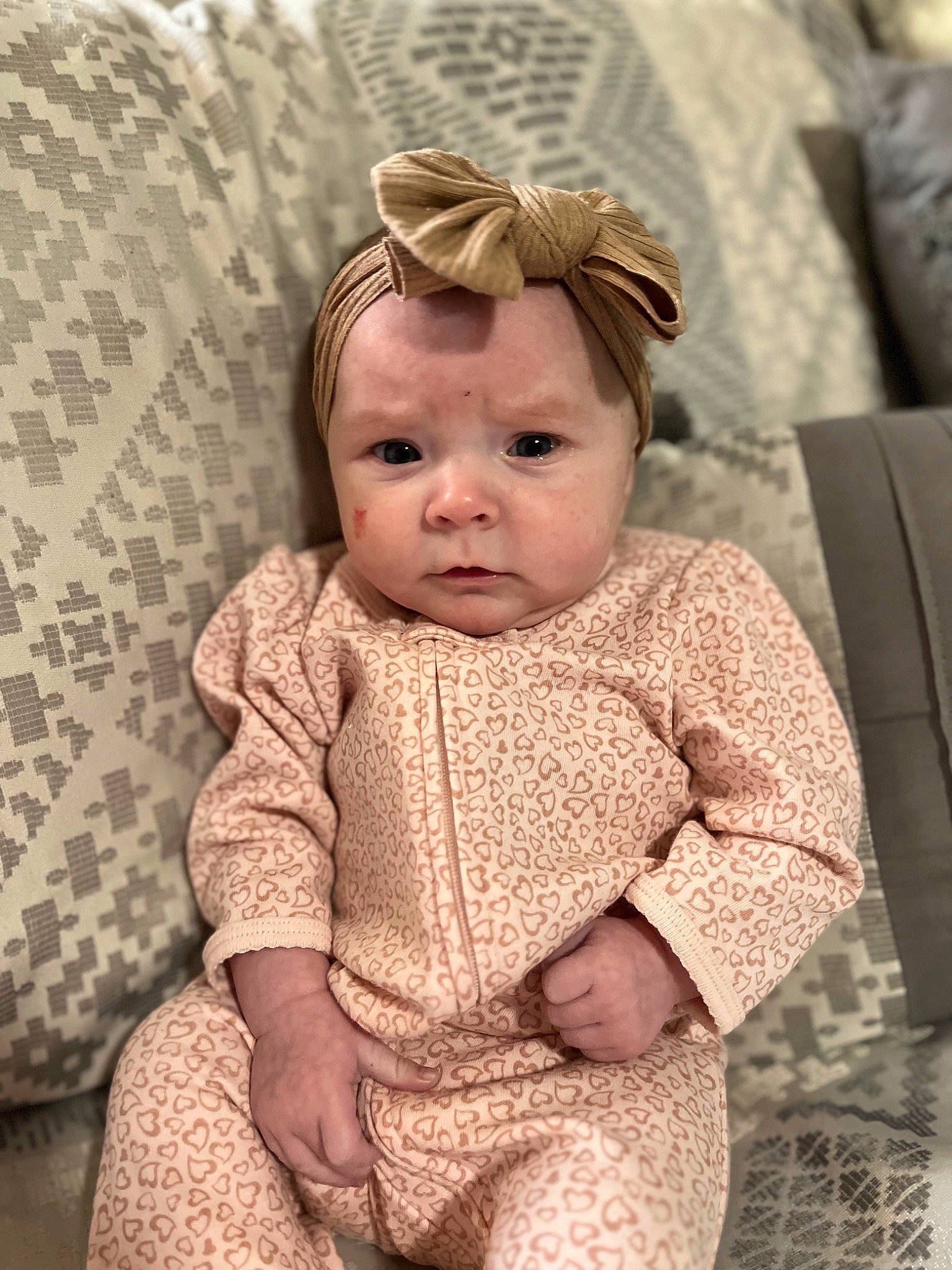 Charleigh-kate is registered to the contest to win money with this photo: baby, baby_toddler_clothing, cheek, child, comfort, embellishment, fashion_accessory, happy, headband, headpiece, iris, jewellery, lip, necklace, pattern, person, sitting, skin, sleeve, textile