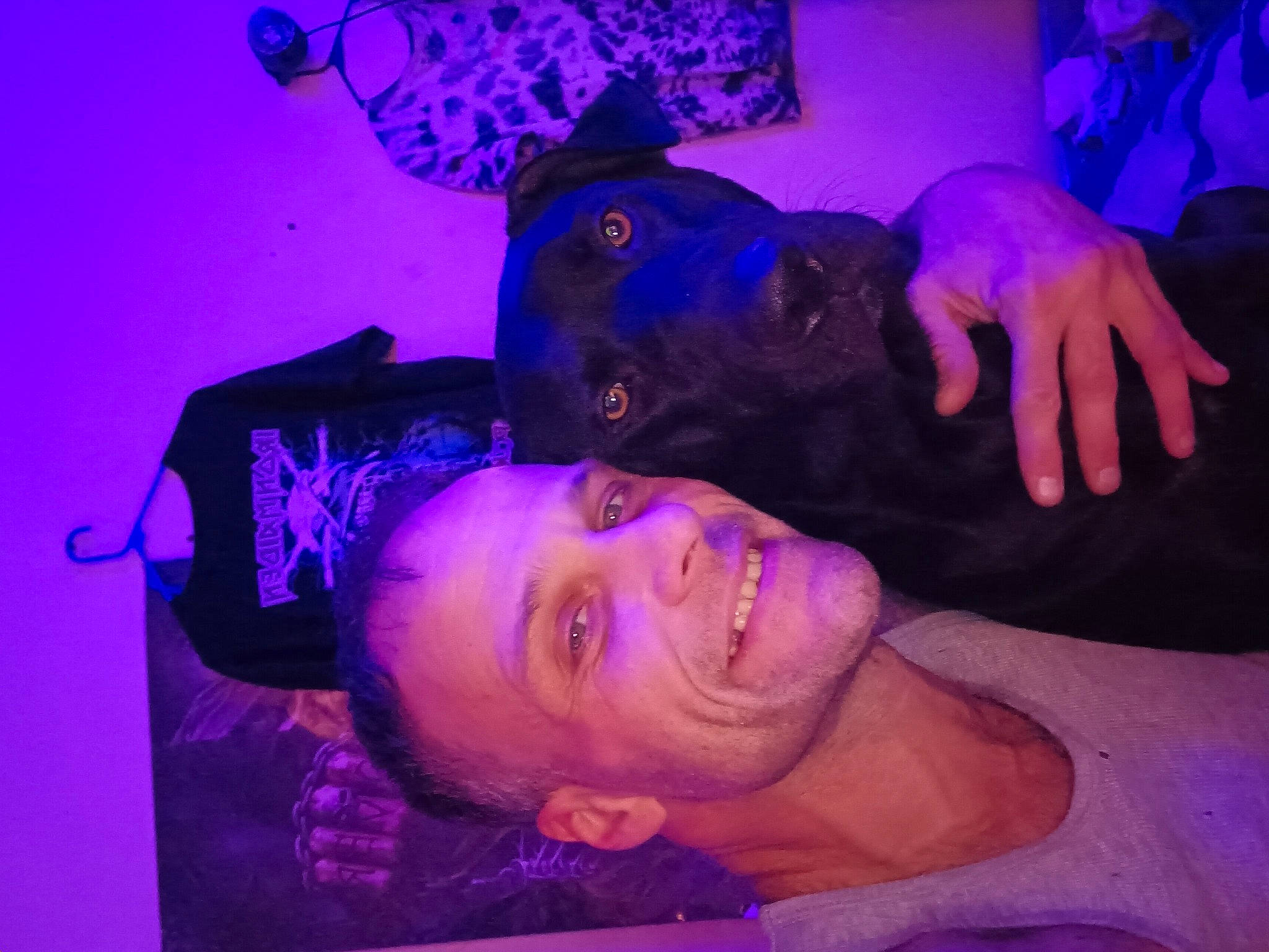 Smokey joined the competition — help win amazing prizes! electric_blue, entertainment, event, flash_photography, flesh, fun, hat, magenta, muscle, music_venue, party, performance, pink, purple, room, smile, t_shirt, violet