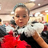 Loriana joined the competition — help win amazing prizes! baby, black, blurry_background, celebration, child, costume, curious, cute, dress, face, headwear, indoor, infant, person, polka_dot, portrait, red, tiara, tulle, white