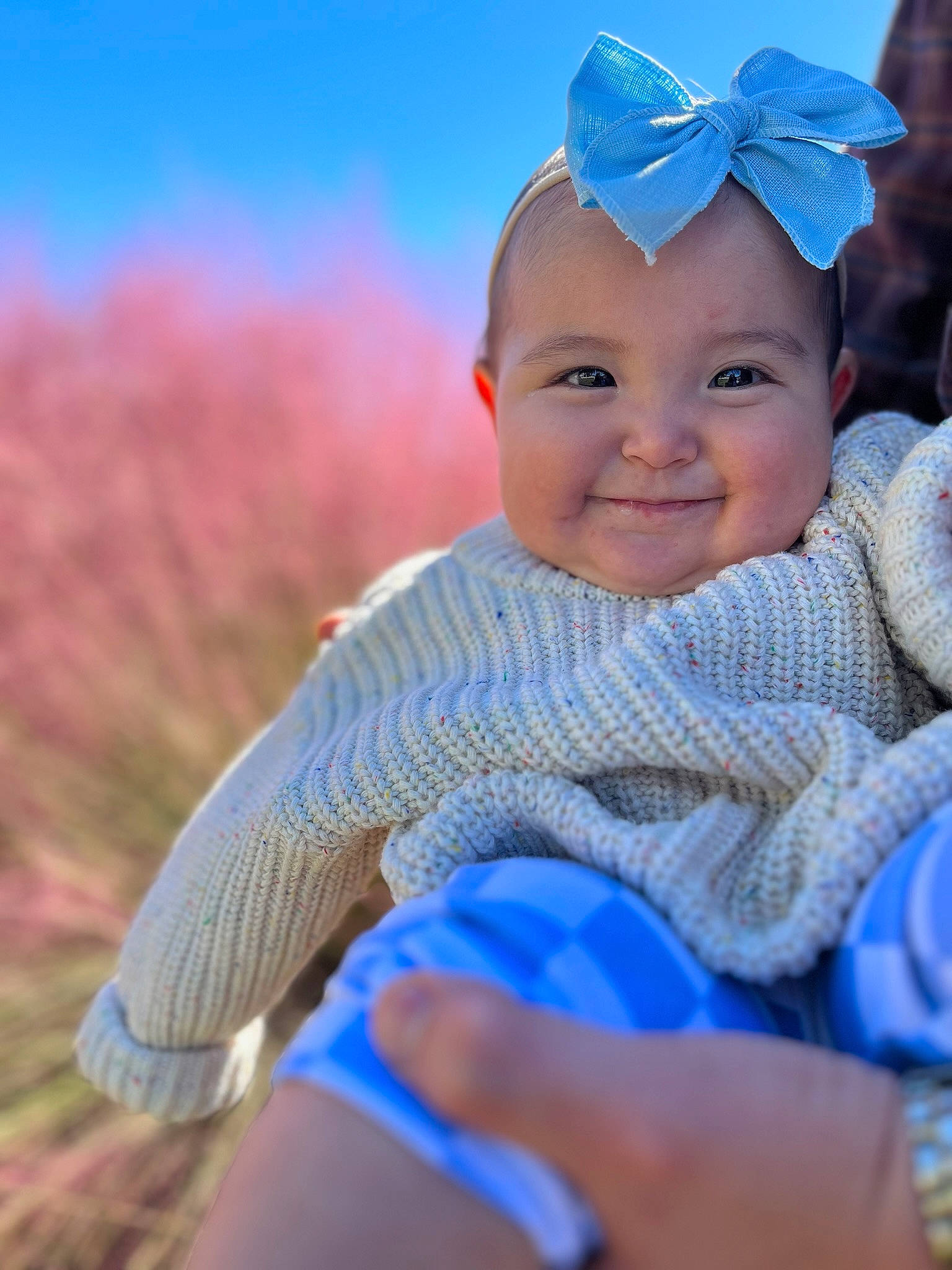 Jemma joined the competition — help win amazing prizes! azure, baby, baby_toddler_clothing, blue, cap, child, electric_blue, eye, flash_photography, fun, grass, happy, hat, joy, people_in_nature, person, plant, purple, skin, sky