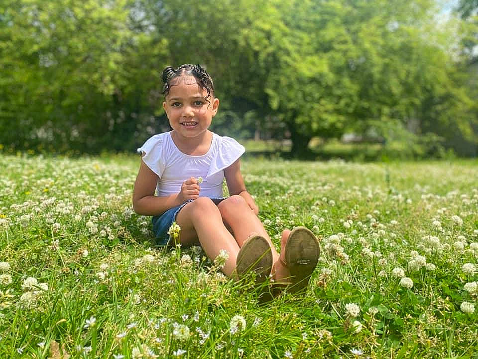 Adrianna joined the competition — help win amazing prizes! baby_toddler_clothing, flower, fun, grass, grassland, groundcover, happy, headwear, joy, leaf, leisure, meadow, natural_landscape, people_in_nature, person, petal, plant, smile, summer, sunglasses