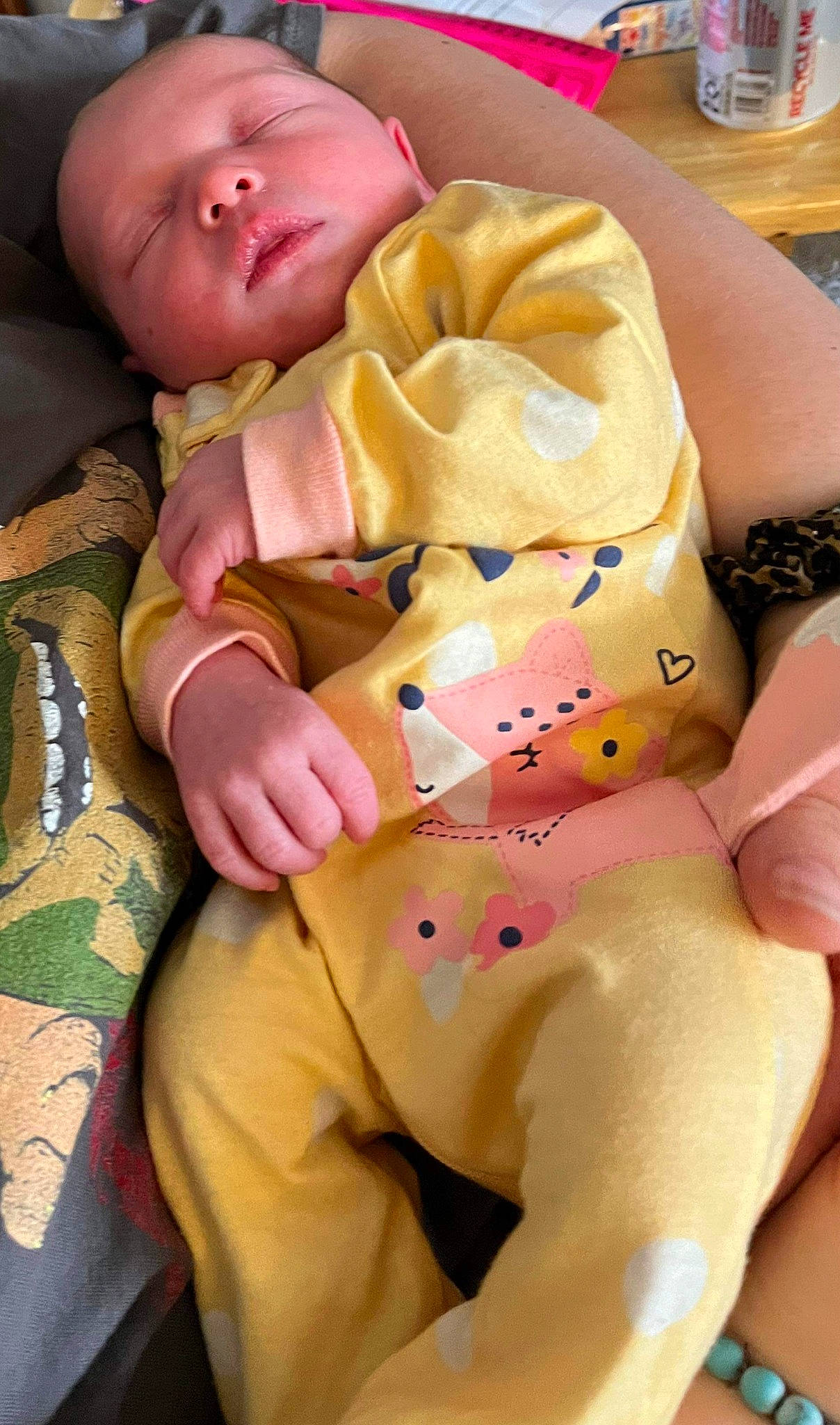 Pazlee is registered to the contest to win money with this photo: baby, baby_sleeping, baby_toddler_clothing, cheek, child, comfort, human_body, human_leg, knee, leg, linens, nail, peach, person, pink, sitting, skin, textile, thigh, thumb