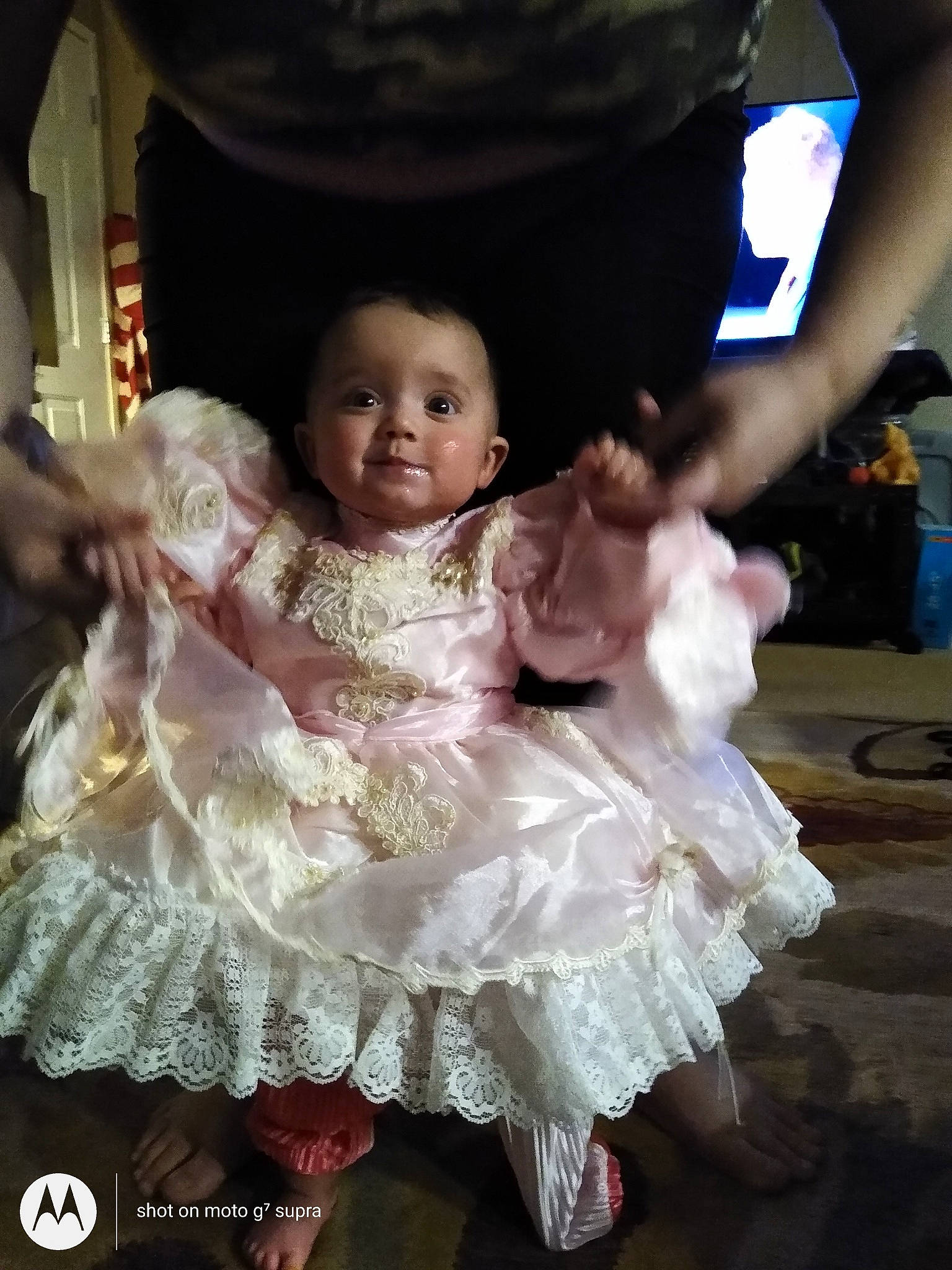 Ruby joined the competition — help win amazing prizes! baby, baby_toddler_clothing, child, dress, embellishment, event, eye, fashion_design, flash_photography, fun, happy, headgear, headpiece, iris, person, pink, purple, ruffle, skin, smile