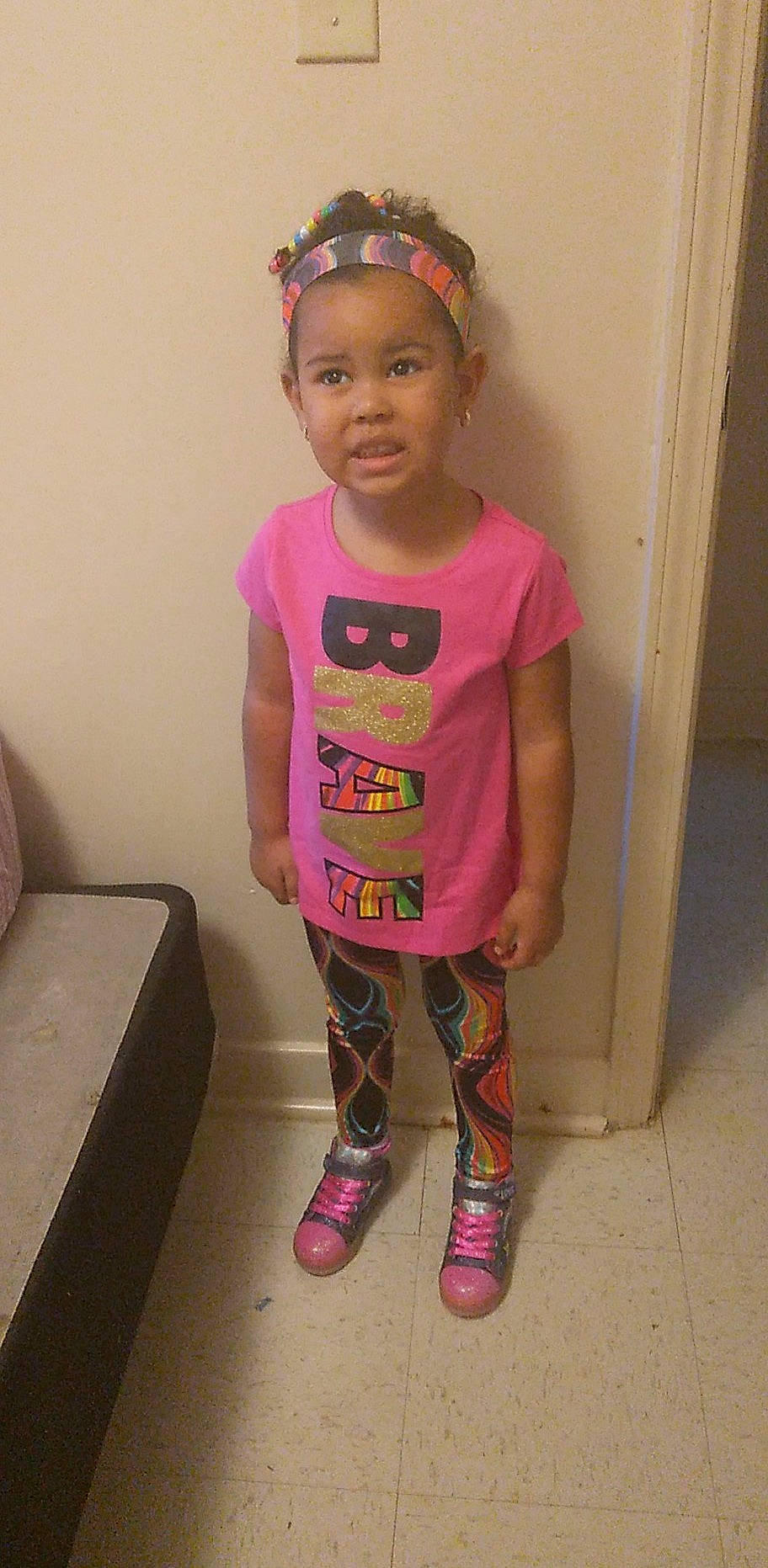 Kinzley joined the competition — help win amazing prizes! baby_toddler_clothing, chin, clothing, cool, dress, eye, eyewear, face, glasses, happy, head, human_body, lip, neck, outerwear, person, pink, sleeve, smile, t_shirt