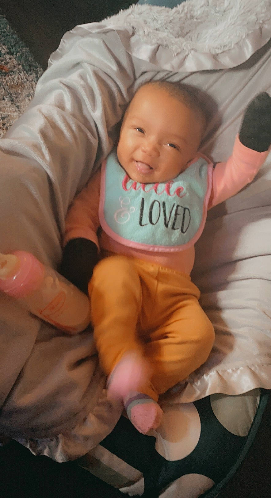 Myleigh is registered to the contest to win money with this photo: baby, baby_products, baby_toddler_clothing, balloon, child, comfort, finger, foot, hand, person, sock, thumb, toddler