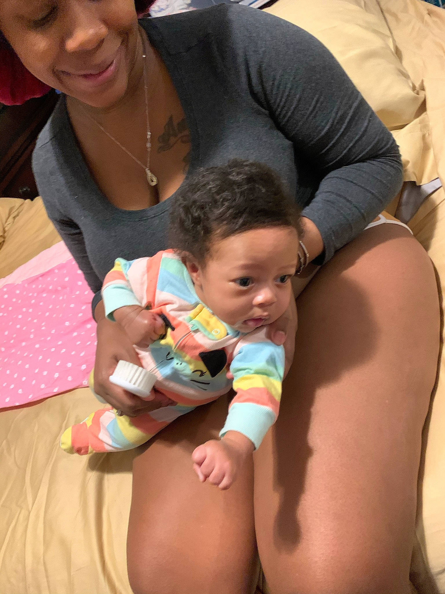 Makayla joined the competition — help win amazing prizes! baby, comfort, face, finger, fun, human, human_body, interaction, joint, lap, leg, leisure, people, person, skin, smile, stomach, summer, thigh, toddler