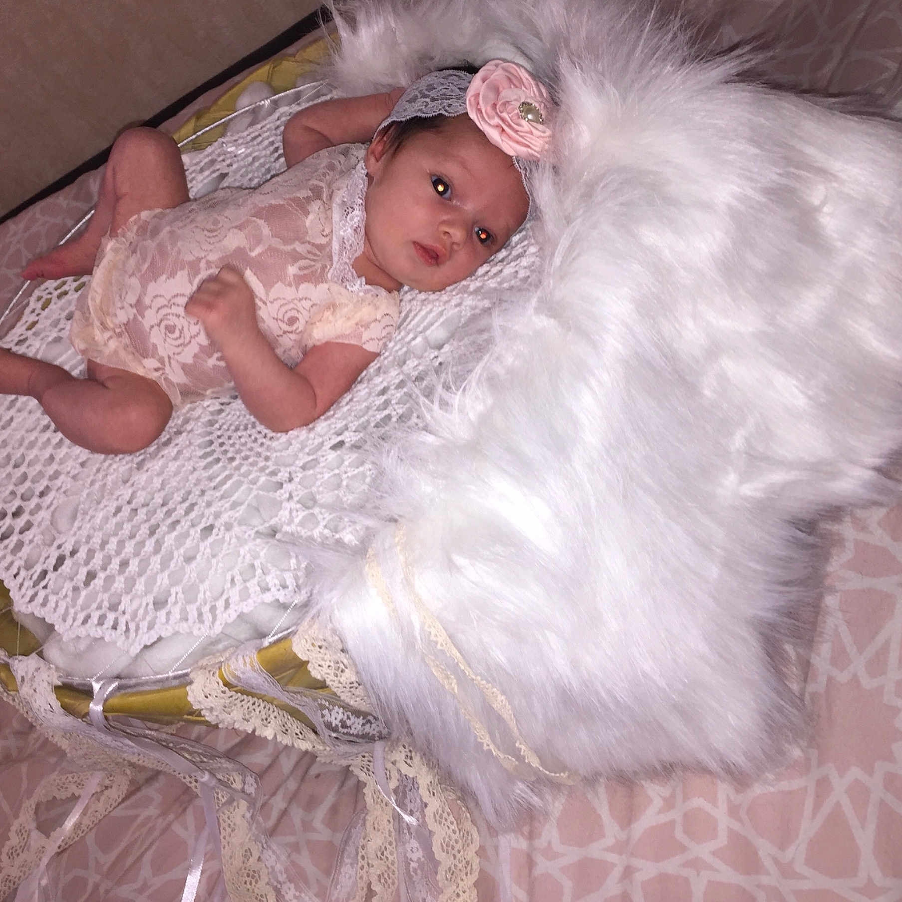 Loona participe au concours pour gagner de l'argent avec cette photo : child, eye, fur, girl, human_hair_color, infant, iris, material, person, product, skin, textile, toddler, white