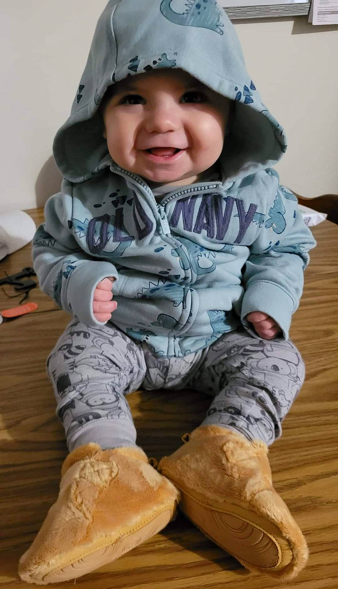 Anderson joined the competition — help win amazing prizes! baby, baby_toddler_clothing, camouflage, cheek, child, comfort, cool, eye, finger, flooring, headgear, headwear, military_camouflage, outerwear, pattern, person, personal_protective_equipment, skin, sleeve, smile